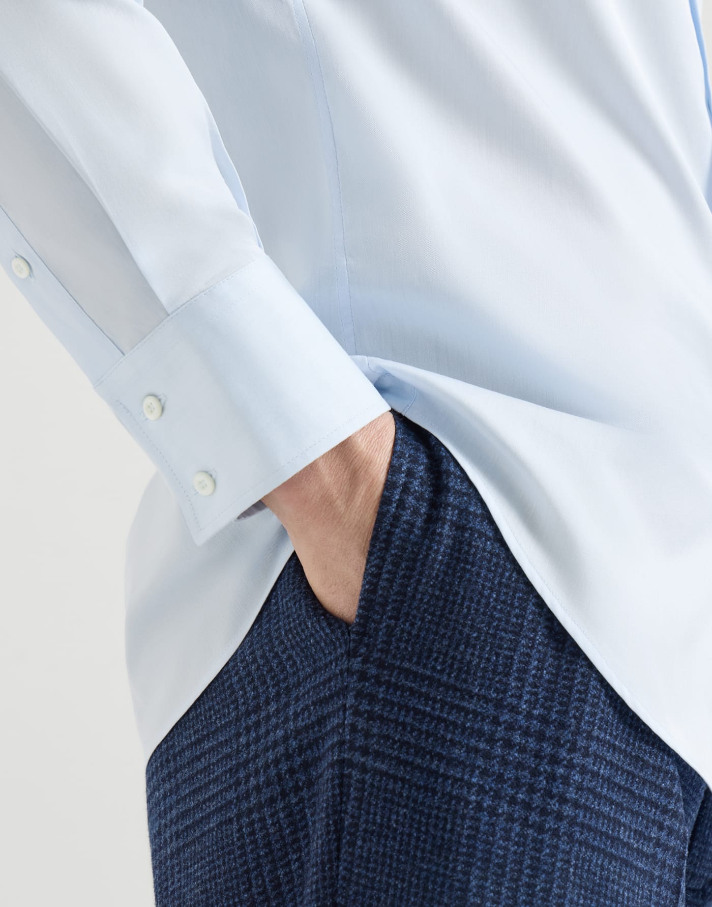 Hemd aus Twill mit Haifischkragen Himmelblau Herren - Brunello Cucinelli