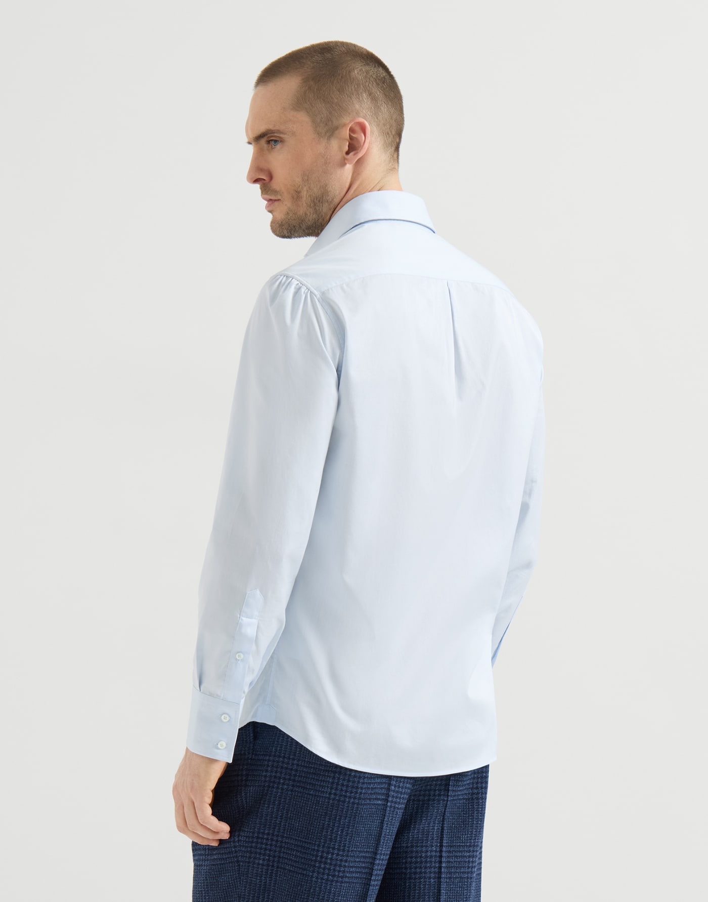 Hemd aus Twill mit Haifischkragen Himmelblau Herren - Brunello Cucinelli