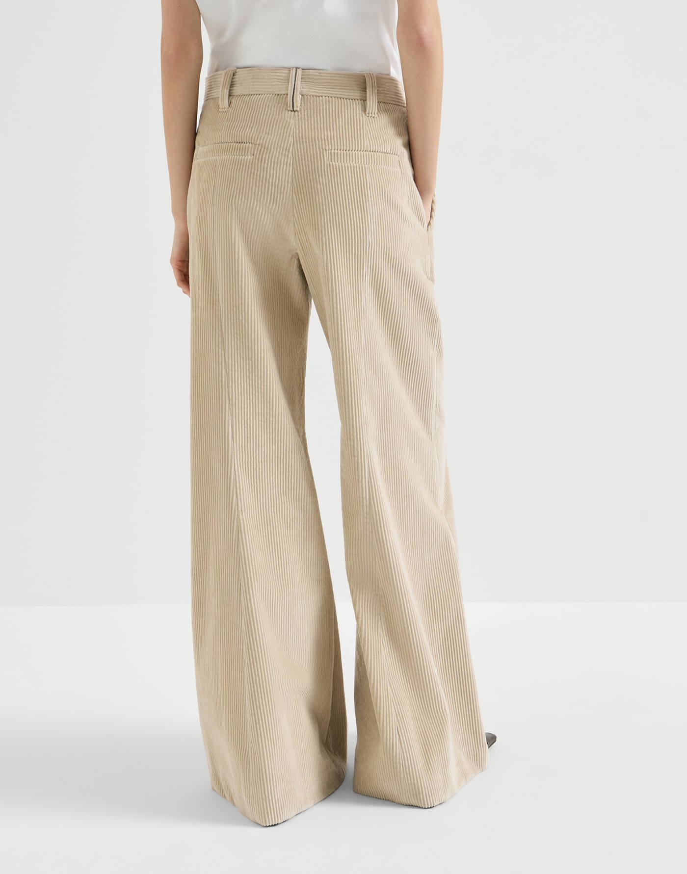 Wide flare trousers Cream Woman - Brunello Cucinelli
