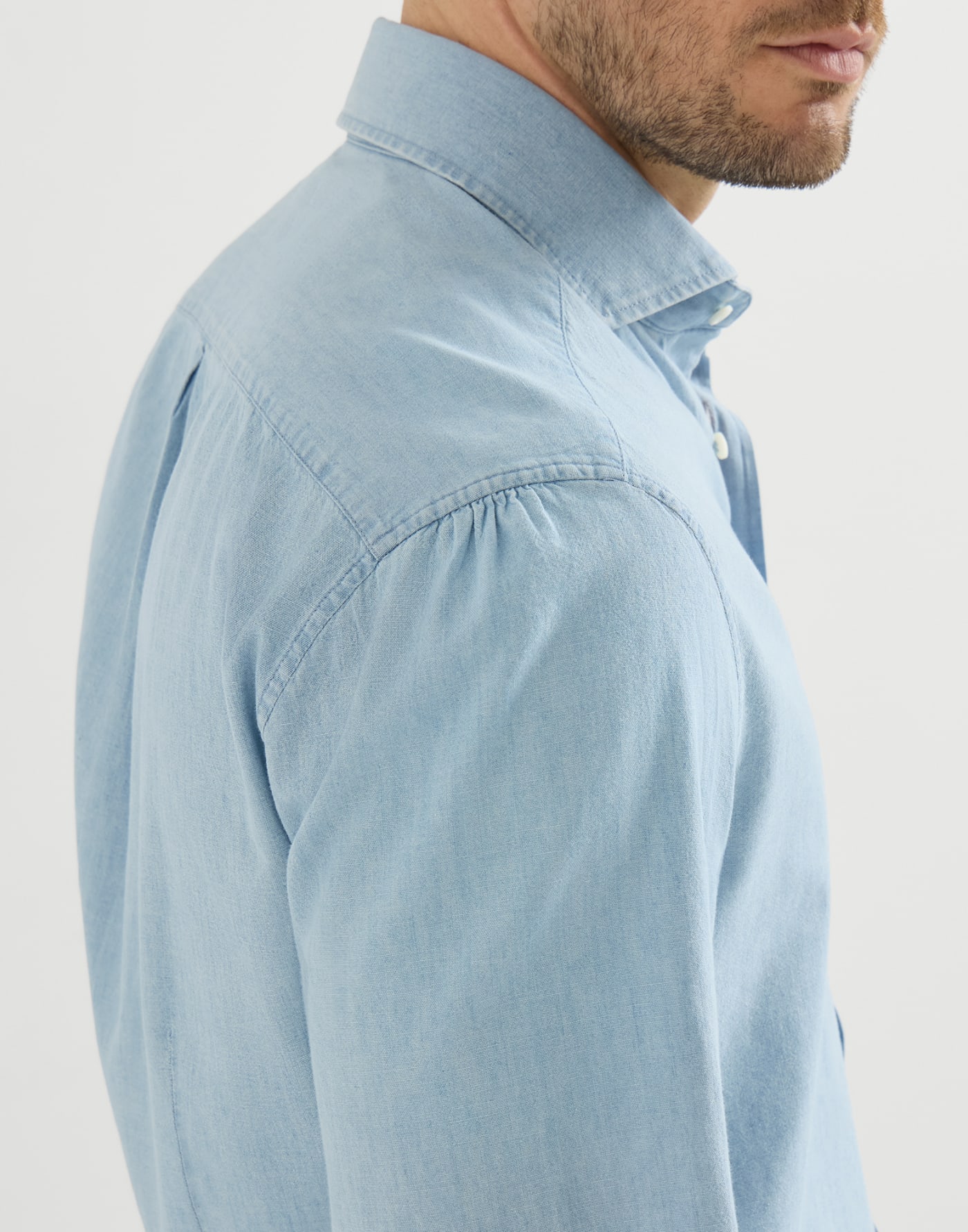 Camicia in chambray Denim Medio Uomo - Brunello Cucinelli