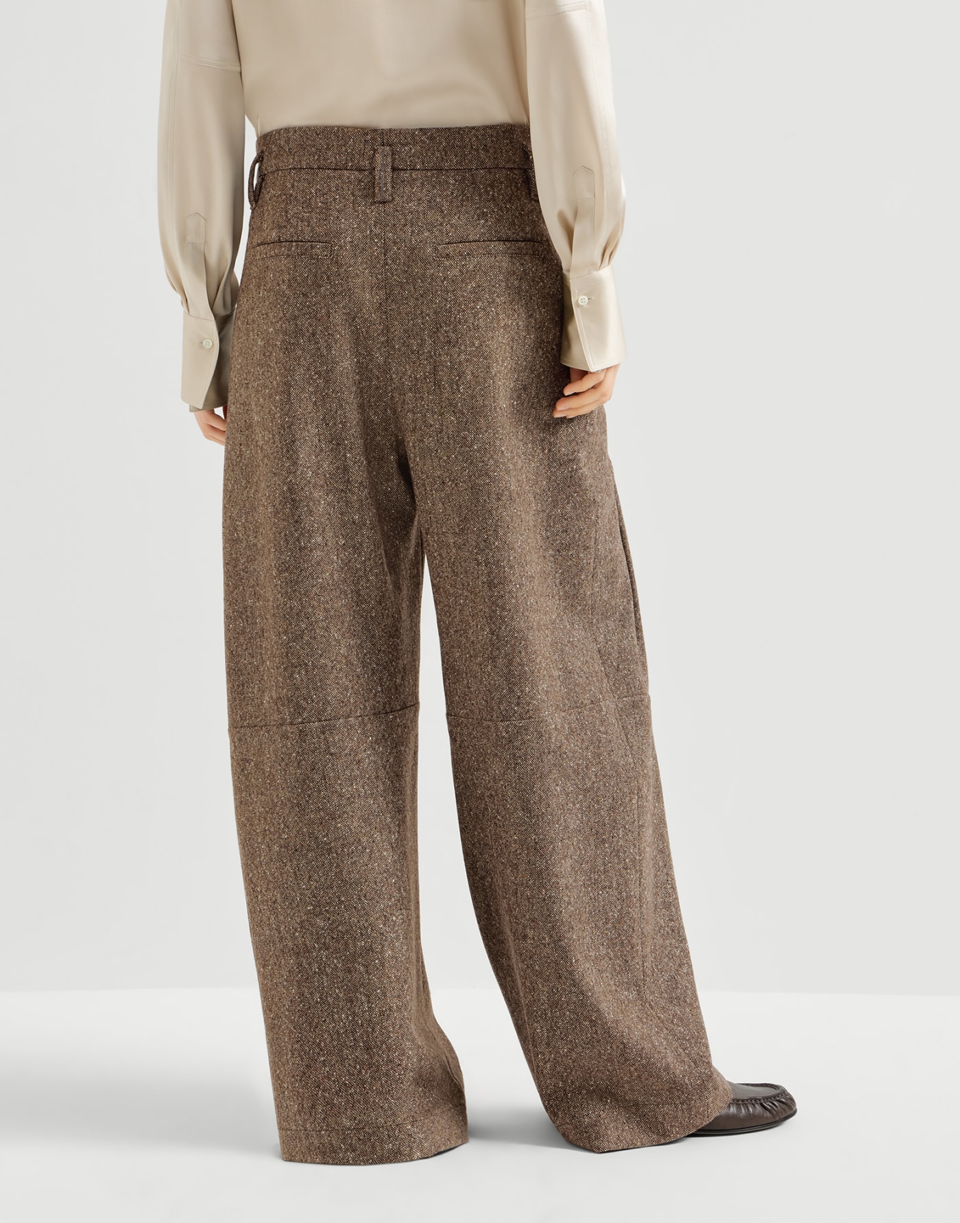 Donegal pleated barrel trousers Light Brown Woman - Brunello Cucinelli