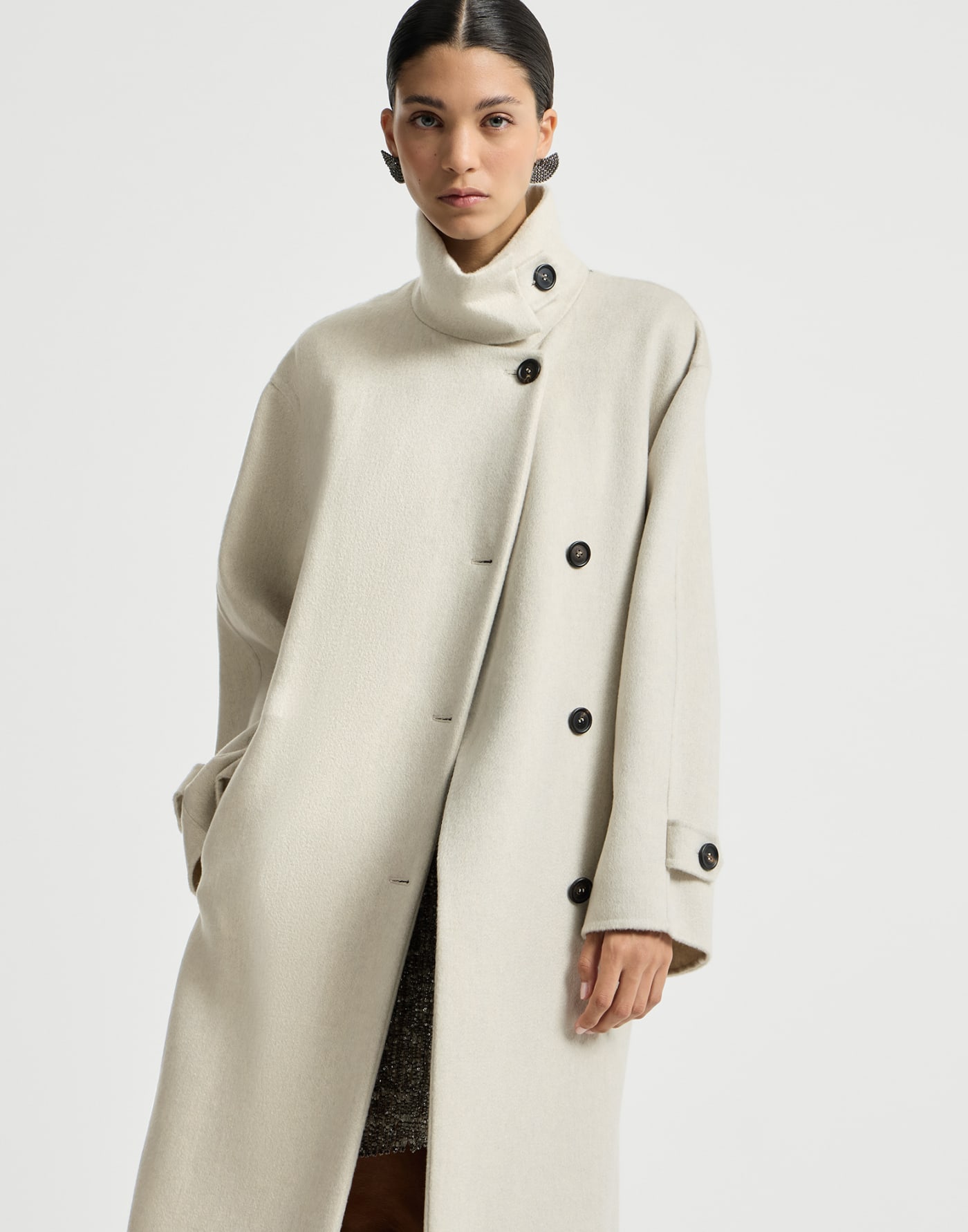 手工大衣 象牙色 女款 - Brunello Cucinelli