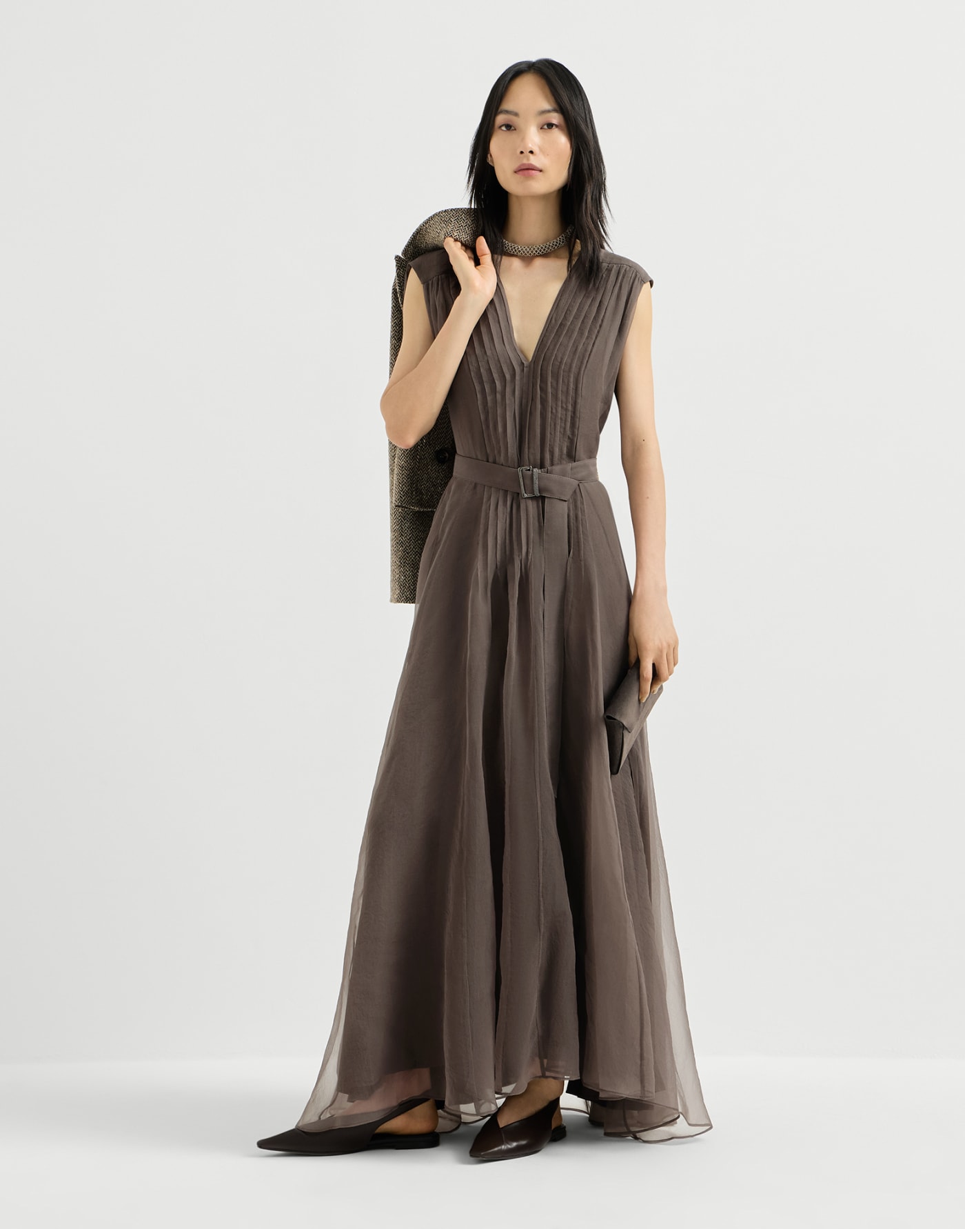 Silk dress Brown Woman - Brunello Cucinelli