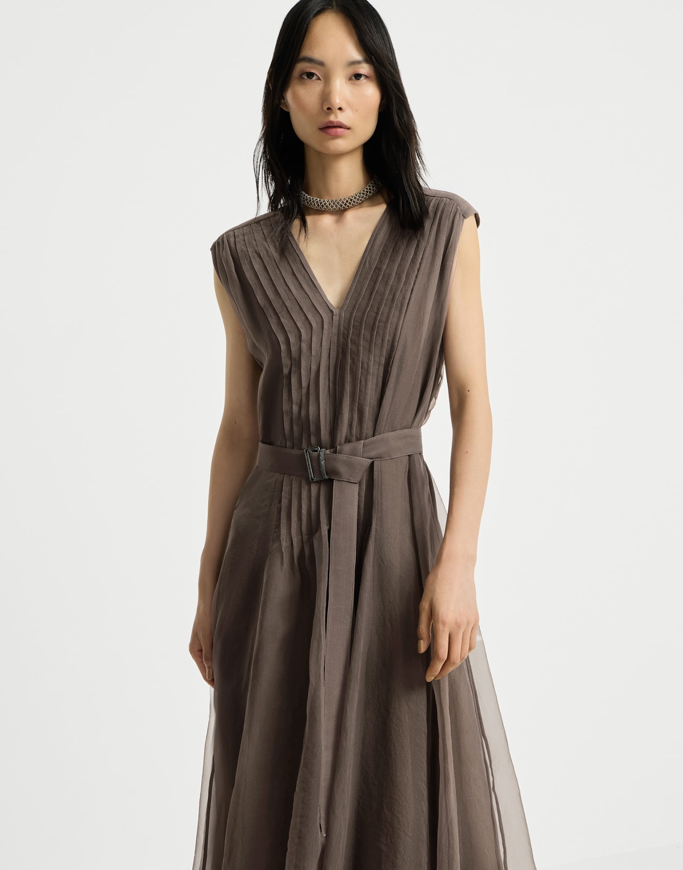 Silk dress Brown Woman - Brunello Cucinelli