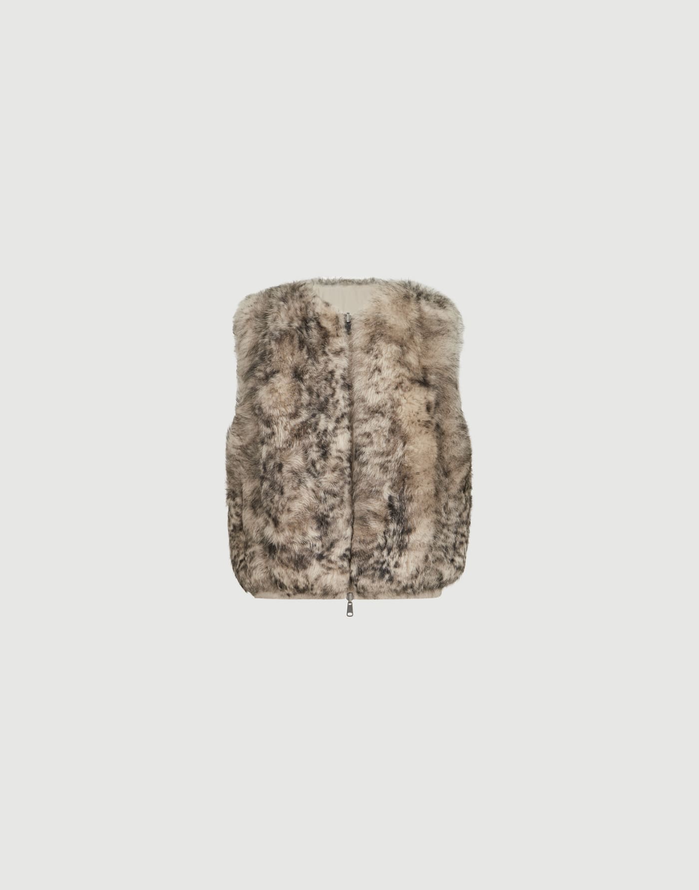 Lynx-effect shearling reversible vest Light Brown Woman - Brunello Cucinelli