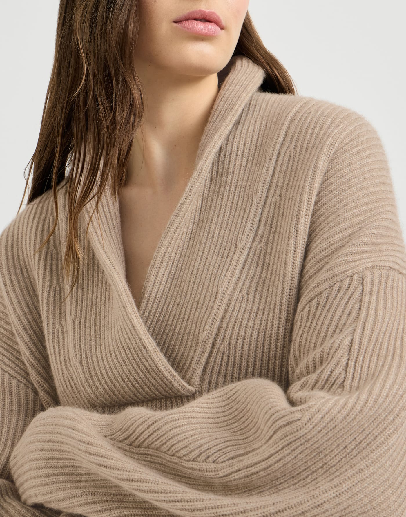 羊绒英式罗纹针织衫 米黄 女款 - Brunello Cucinelli