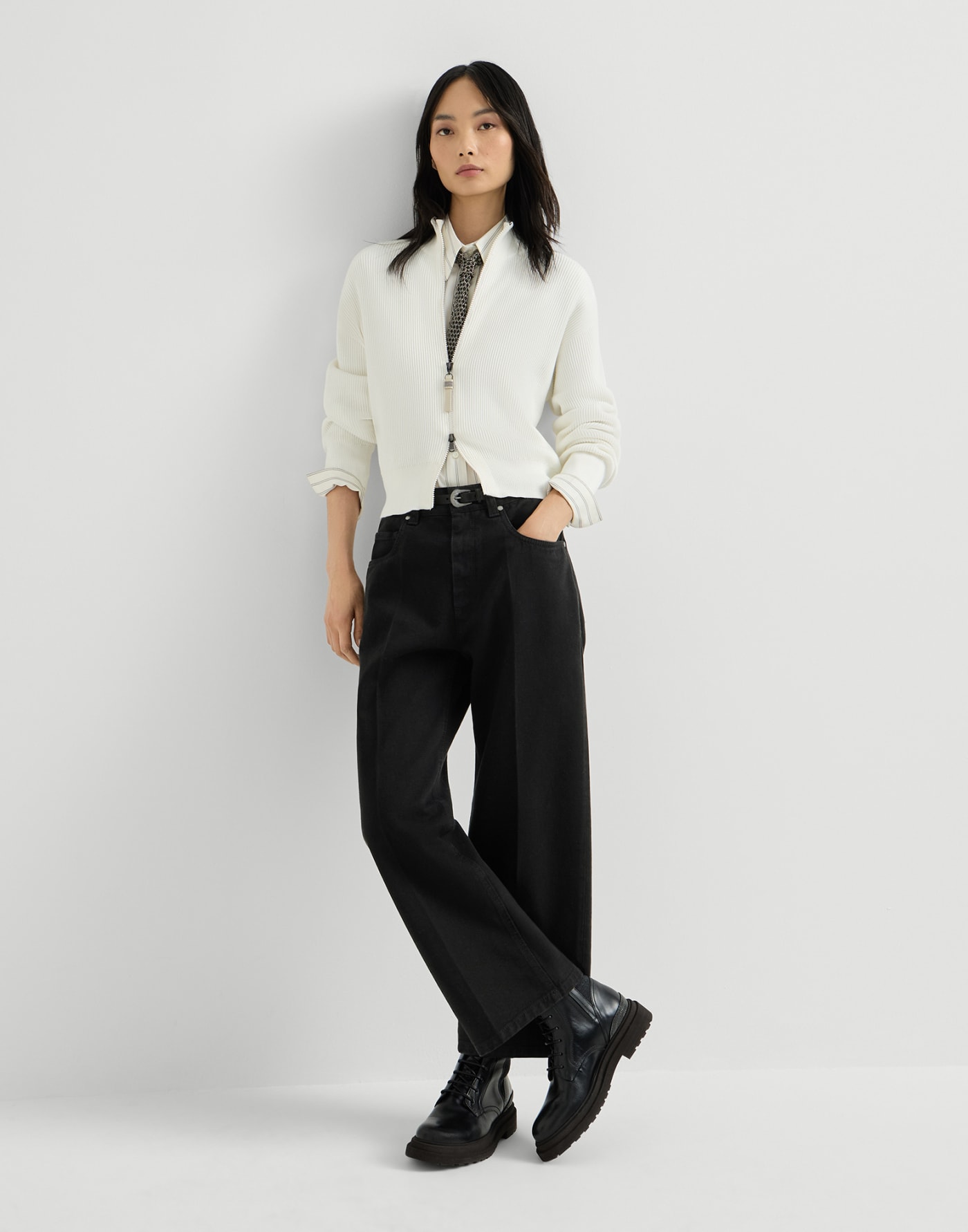 Pantalone Contemporary Square Nero Donna - Brunello Cucinelli