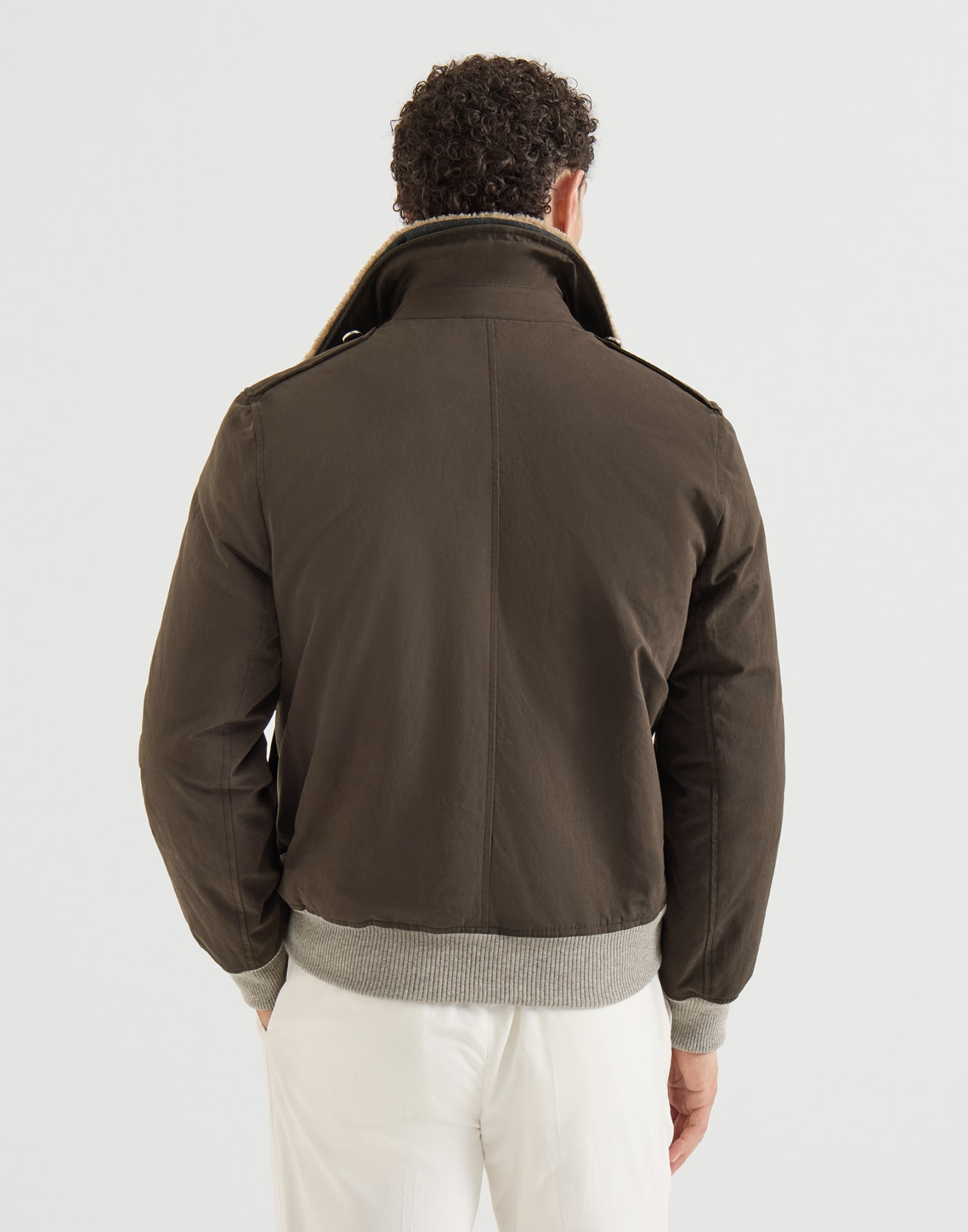 Techno cotton bomber jacket Brown Man - Brunello Cucinelli