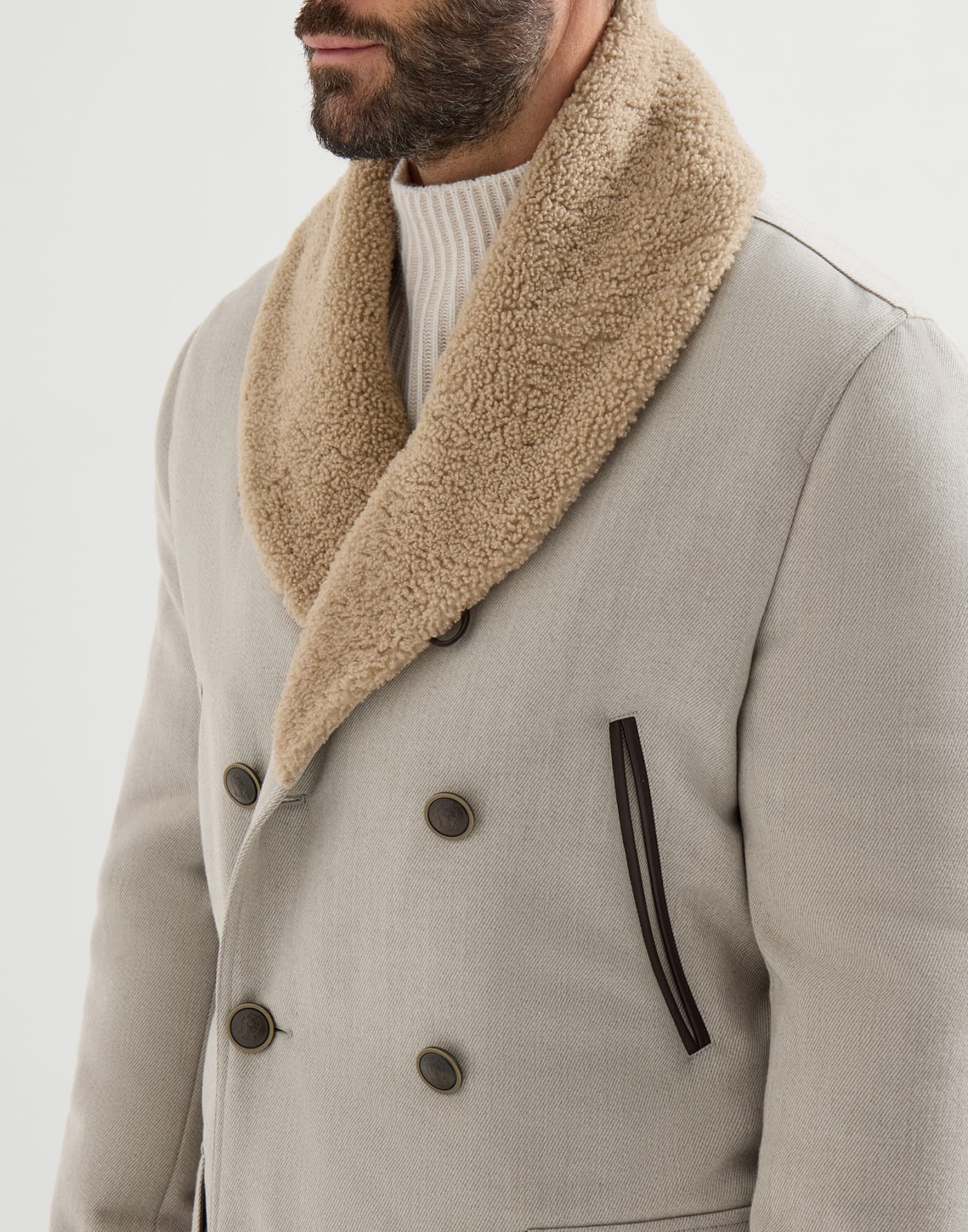Wool and cashmere coat Grey Man - Brunello Cucinelli