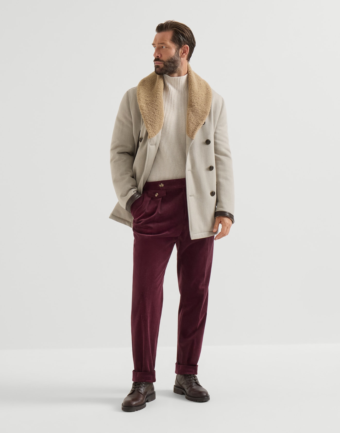 Wool and cashmere coat Grey Man - Brunello Cucinelli