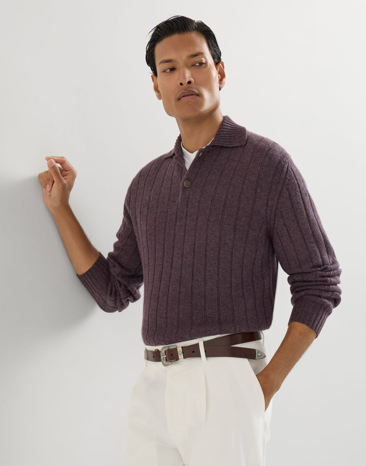 Cashmere knit polo shirt Sloe Man - Brunello Cucinelli