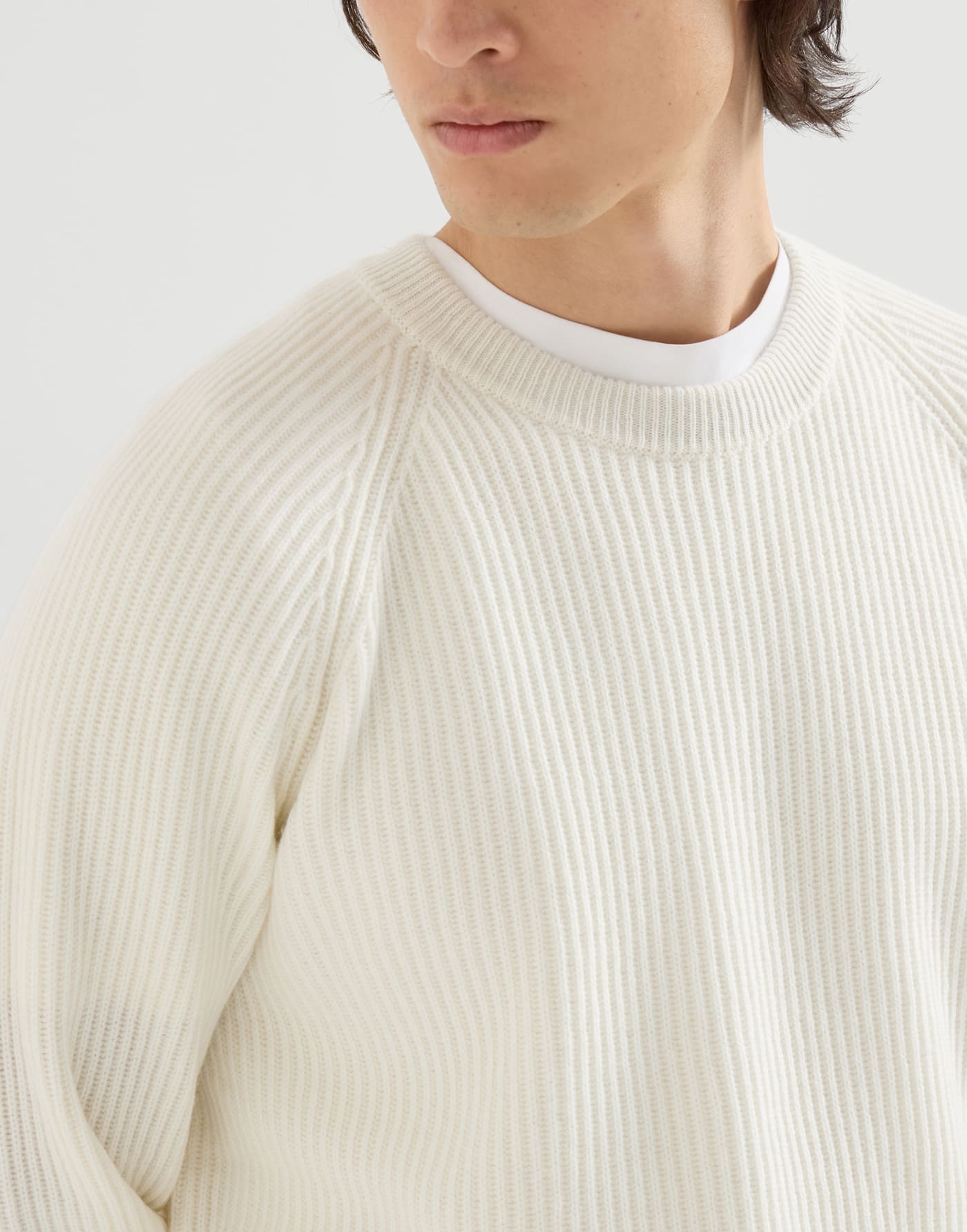 Cashmere English rib sweater Panama Man - Brunello Cucinelli