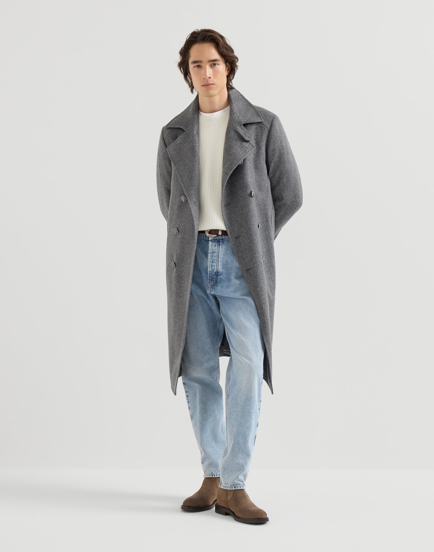 Cashmere English rib sweater Panama Man - Brunello Cucinelli