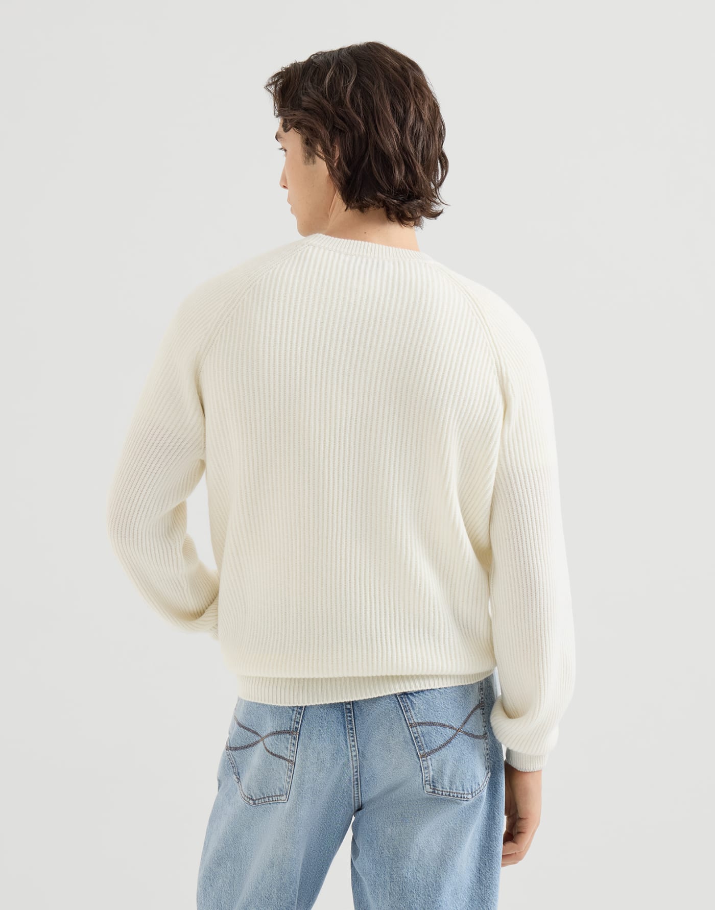 Cashmere English rib sweater Panama Man - Brunello Cucinelli