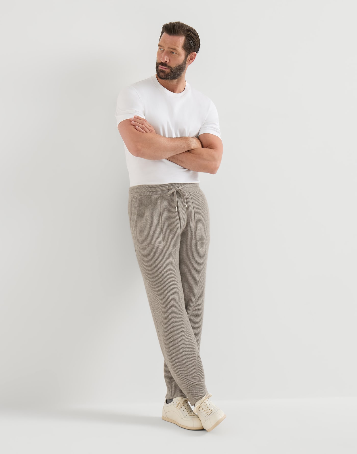 Jogginghose aus Kaschmirstrick Steingrau Herren - Brunello Cucinelli