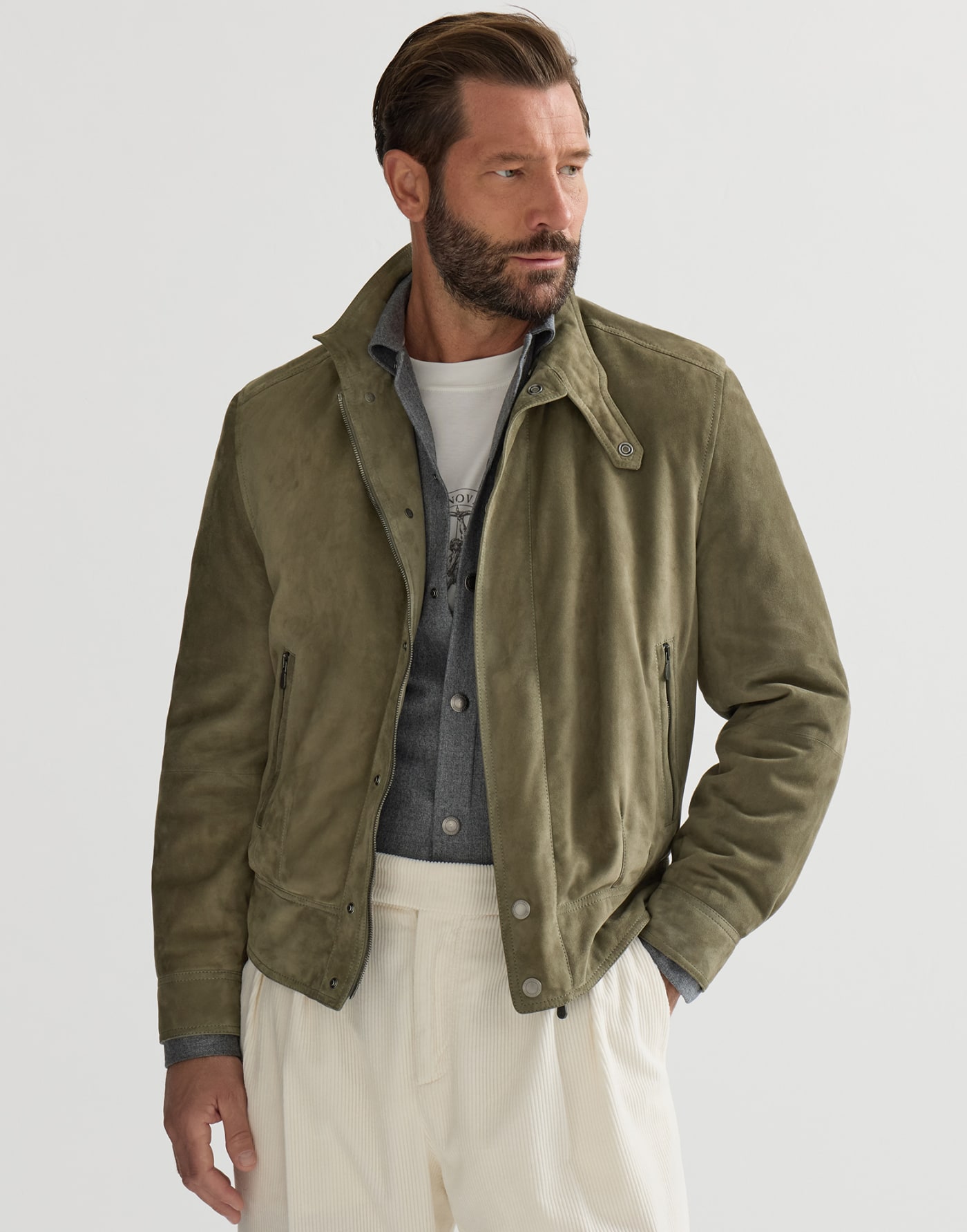 Padded suede outerwear jacket Military Man - Brunello Cucinelli