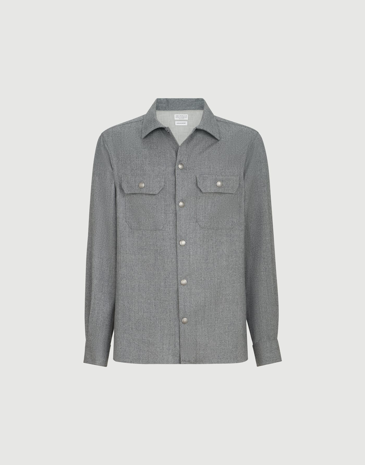 Overshirt with spread collar Grey Man - Brunello Cucinelli