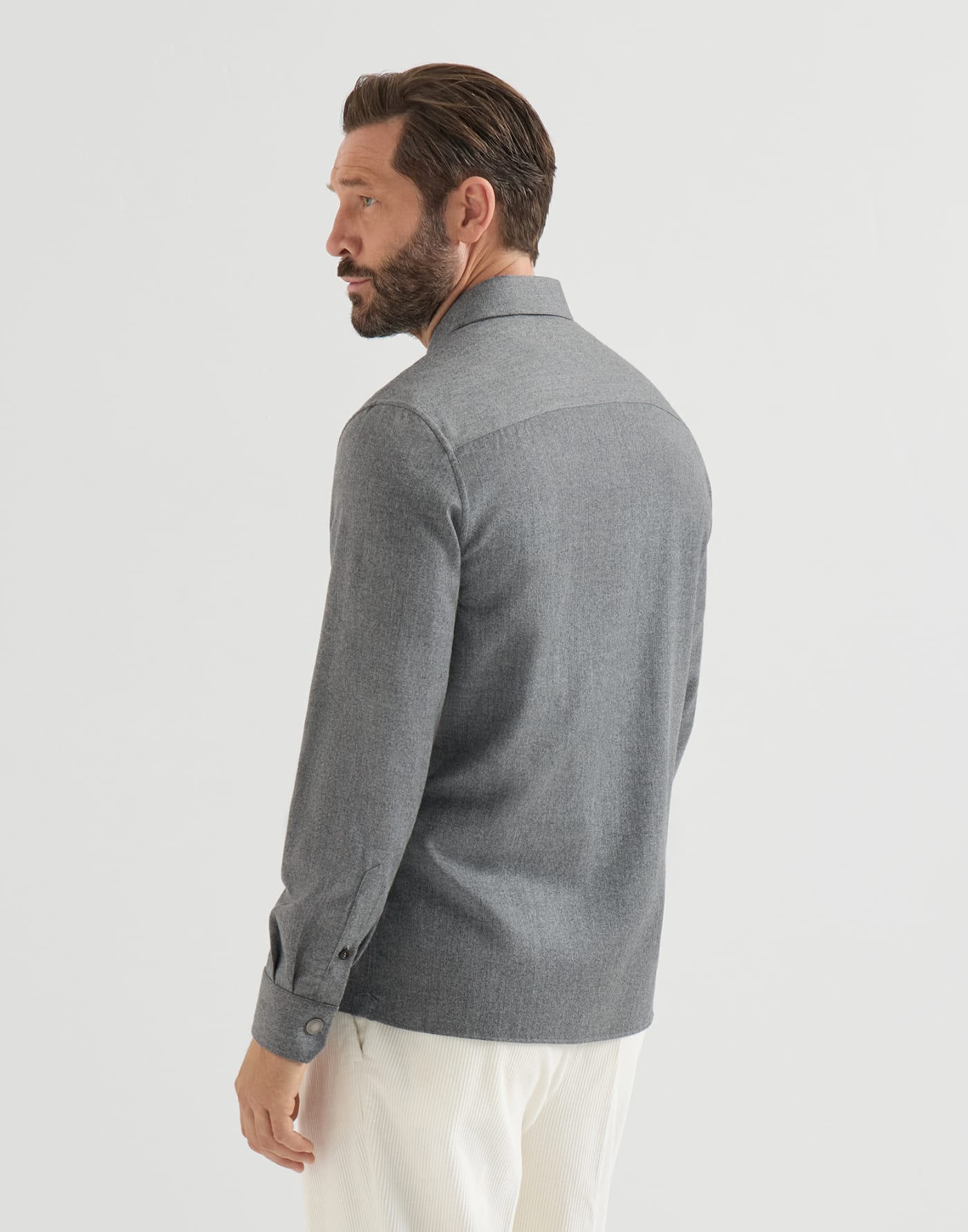 Overshirt with spread collar Grey Man - Brunello Cucinelli
