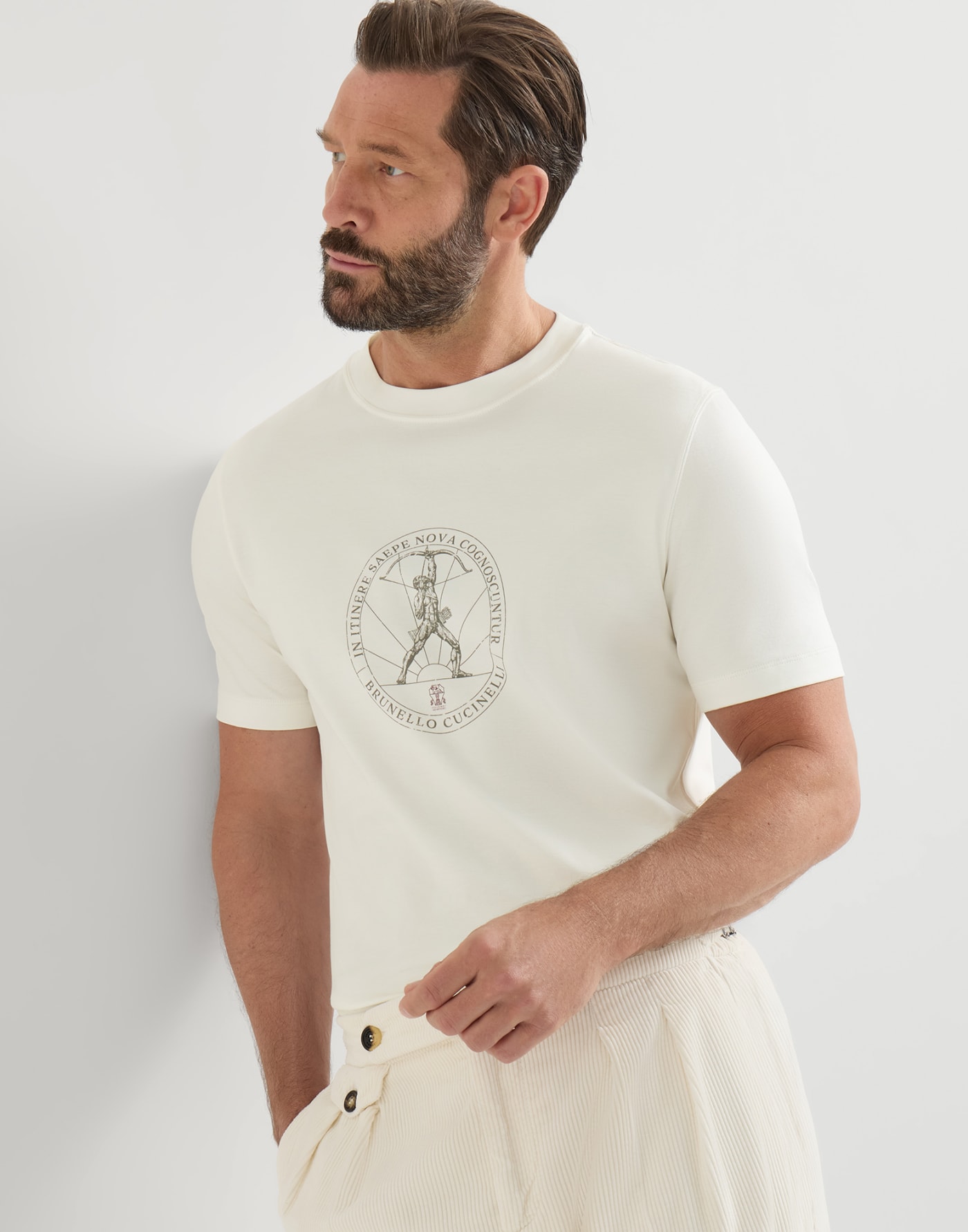 T-shirt with print Off-White Man - Brunello Cucinelli