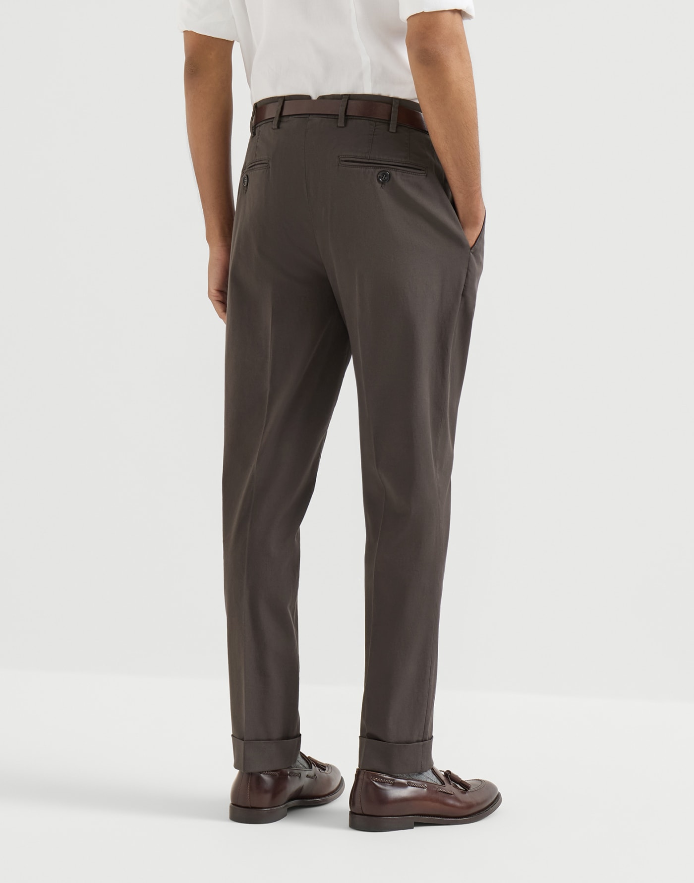 Comfort gabardine trousers Brown Man - Brunello Cucinelli
