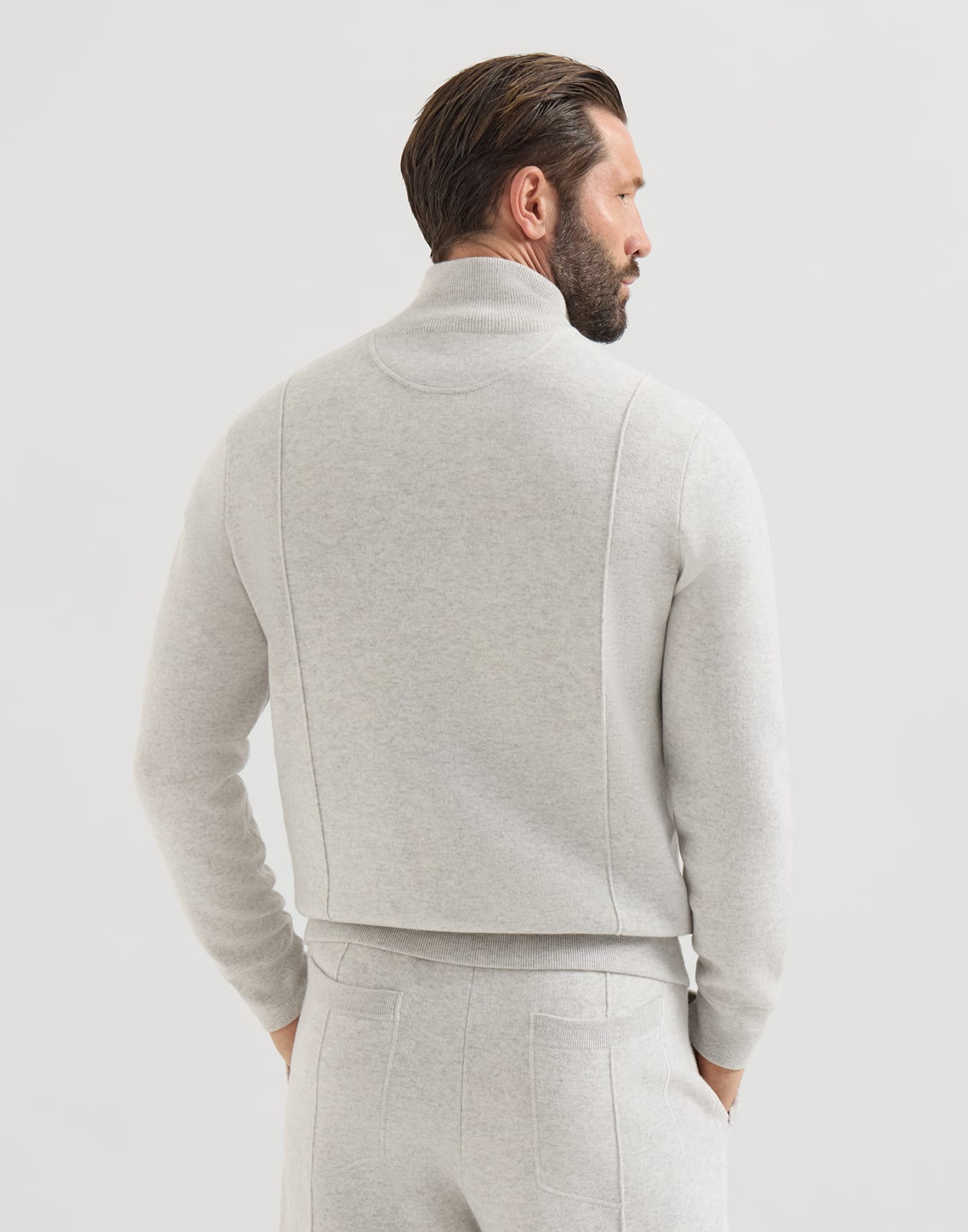 Cashmere cardigan with logo Light Grey Man - Brunello Cucinelli