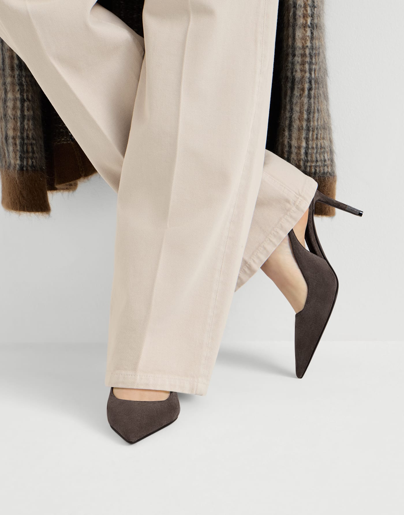 Tacchi Slingback in camoscio con monile Pepe Donna - Brunello Cucinelli