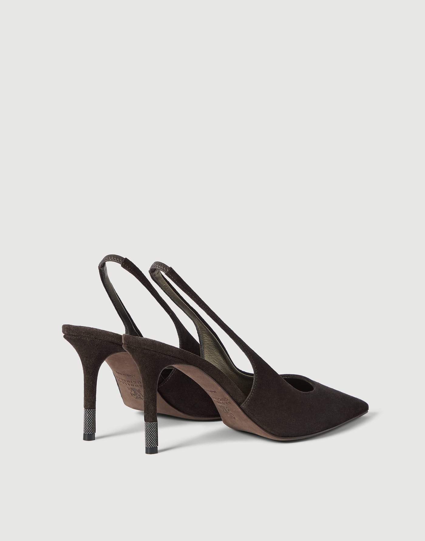 Tacchi Slingback in camoscio con monile Pepe Donna - Brunello Cucinelli