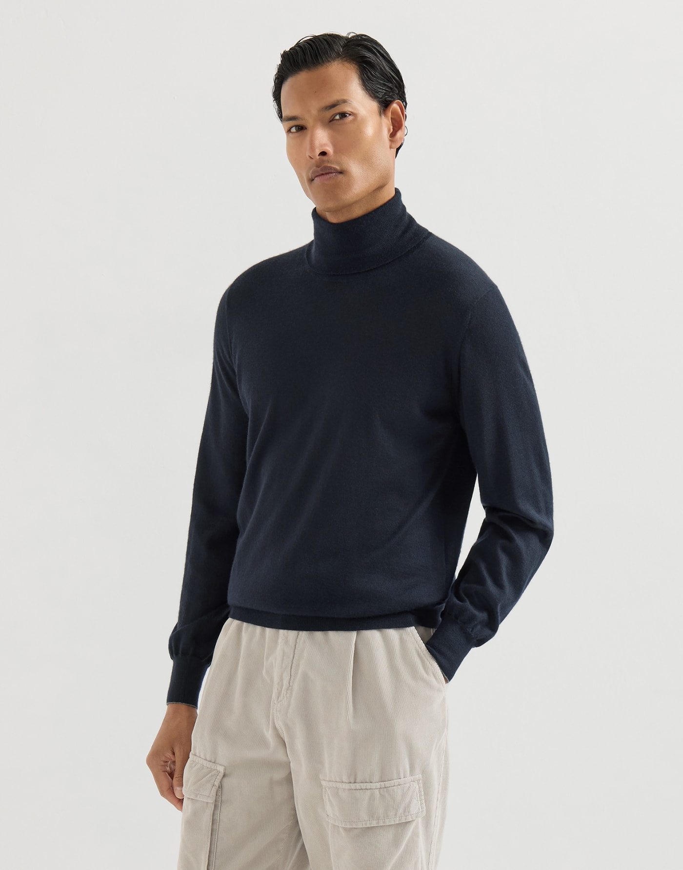 Turtleneck sweater Navy Blue Man - Brunello Cucinelli