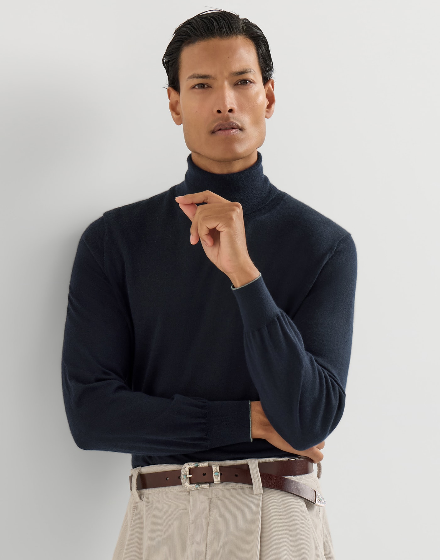 Turtleneck sweater Navy Blue Man - Brunello Cucinelli