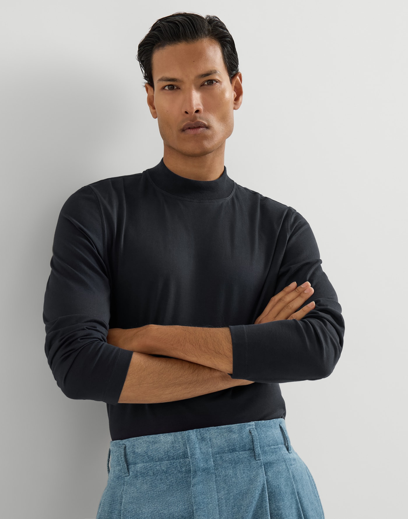 Cotton jersey T-shirt Navy Blue Man - Brunello Cucinelli