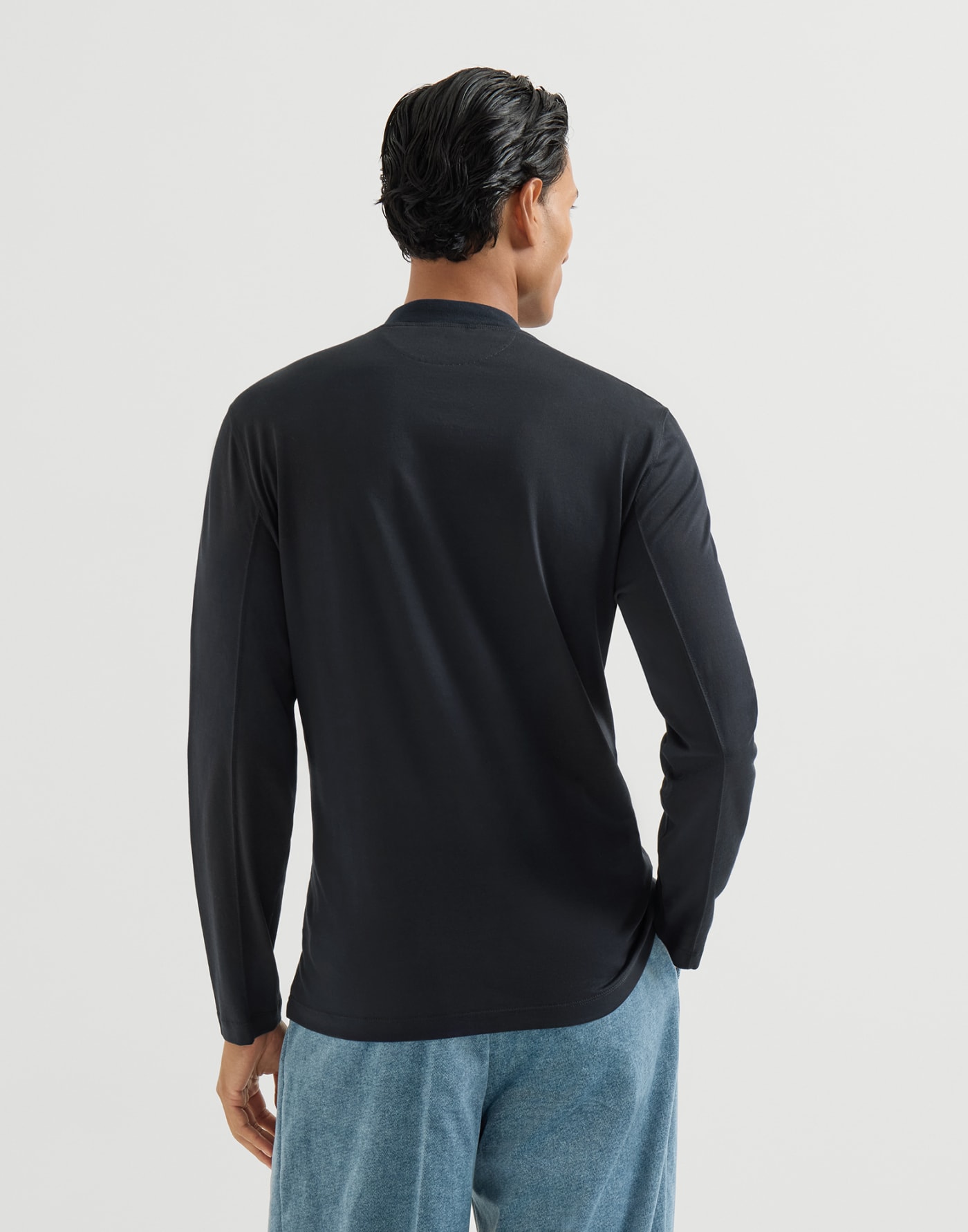 Cotton jersey T-shirt Navy Blue Man - Brunello Cucinelli