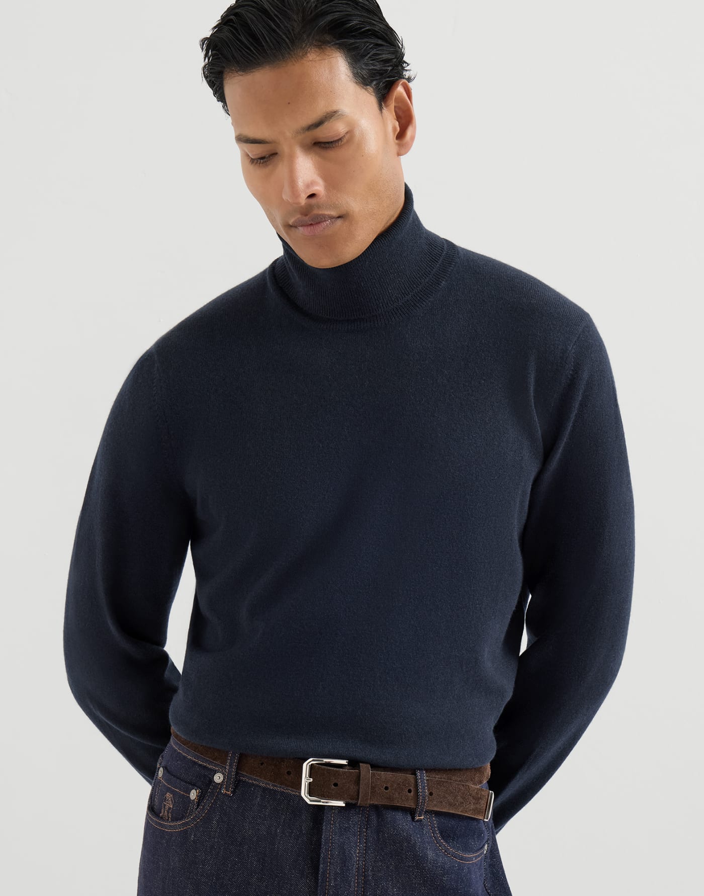 Cashmere turtleneck sweater Navy Blue Man - Brunello Cucinelli