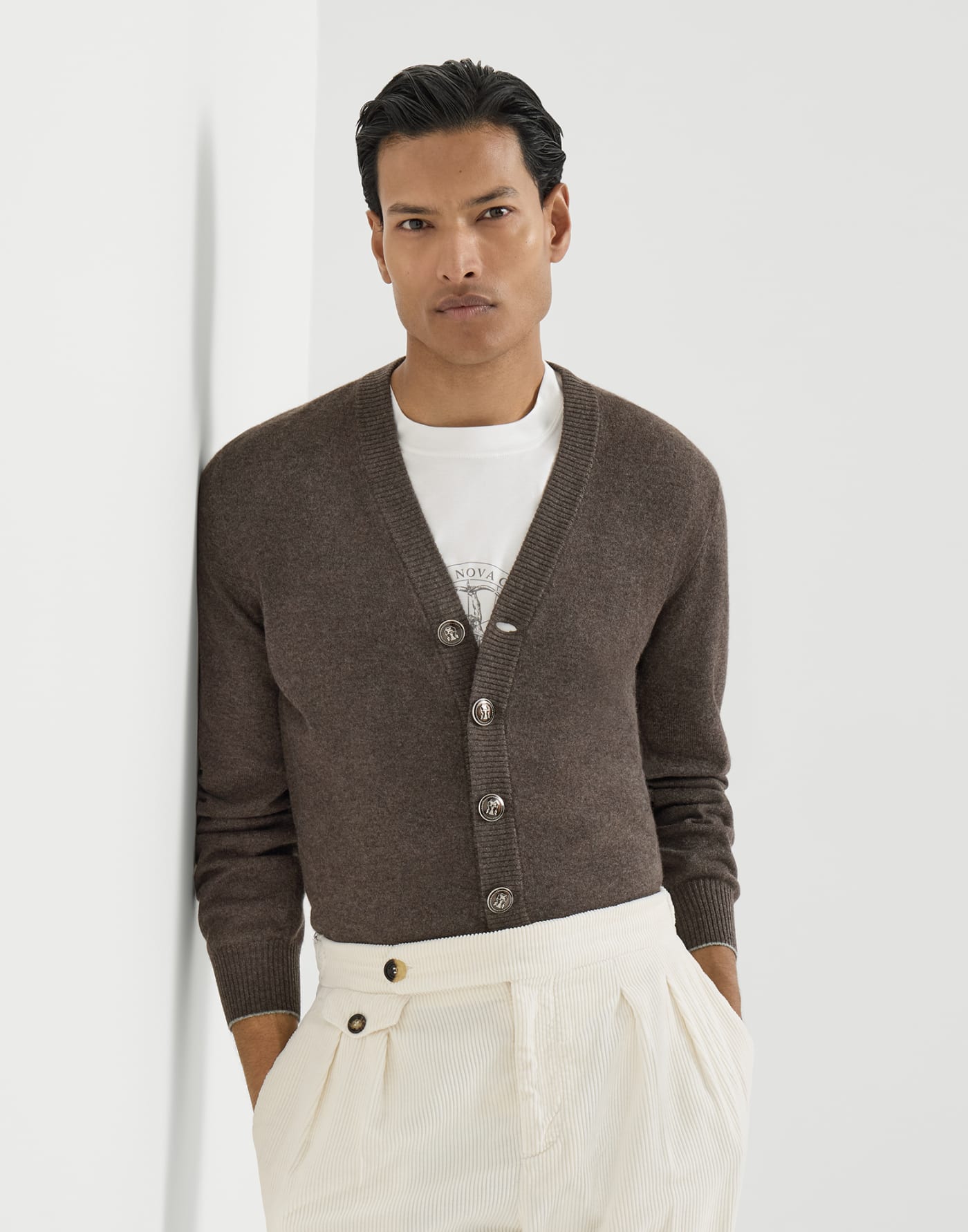 Cashmere cardigan Brown Man - Brunello Cucinelli