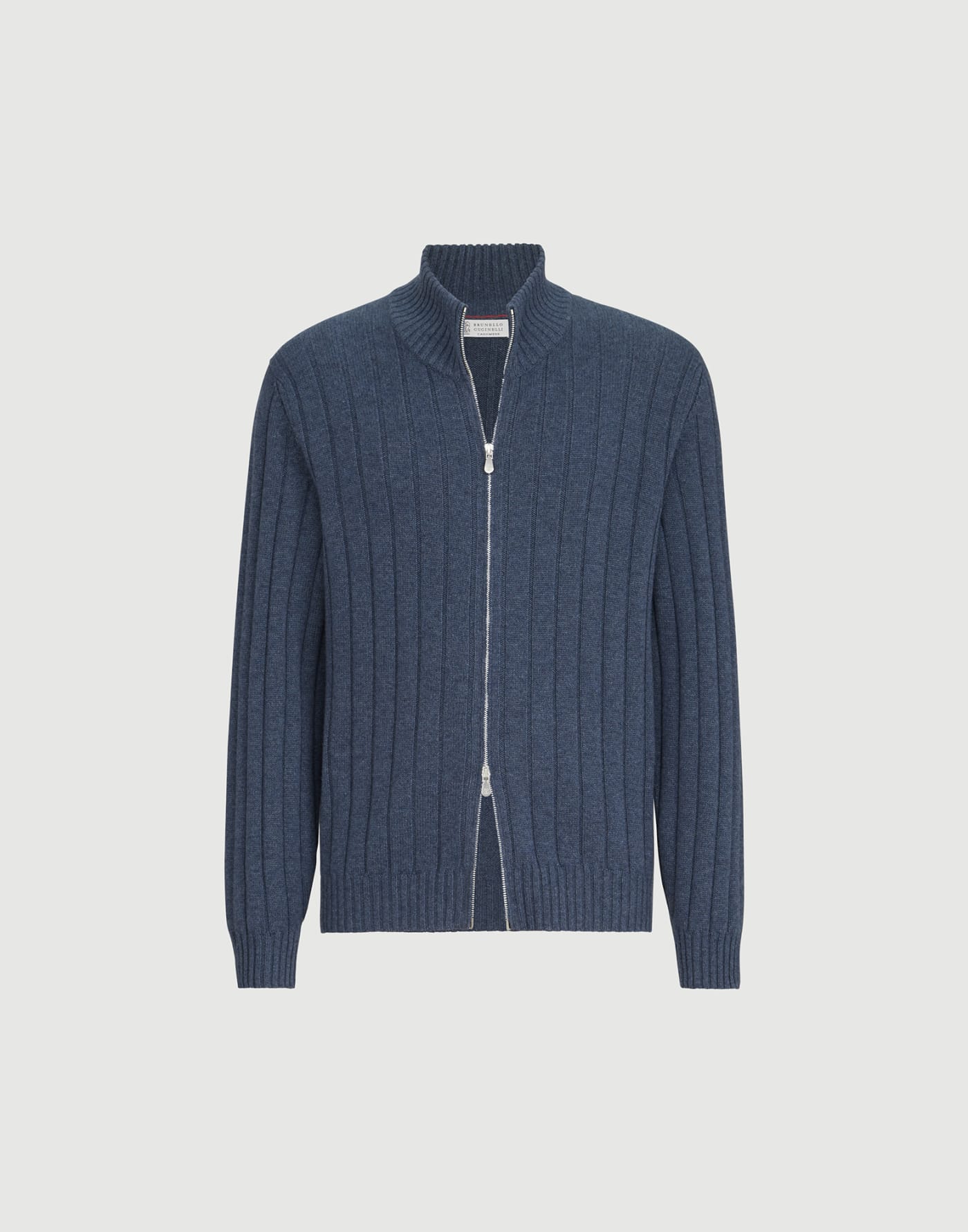 Cashmere cardigan with zipper Denim Man - Brunello Cucinelli