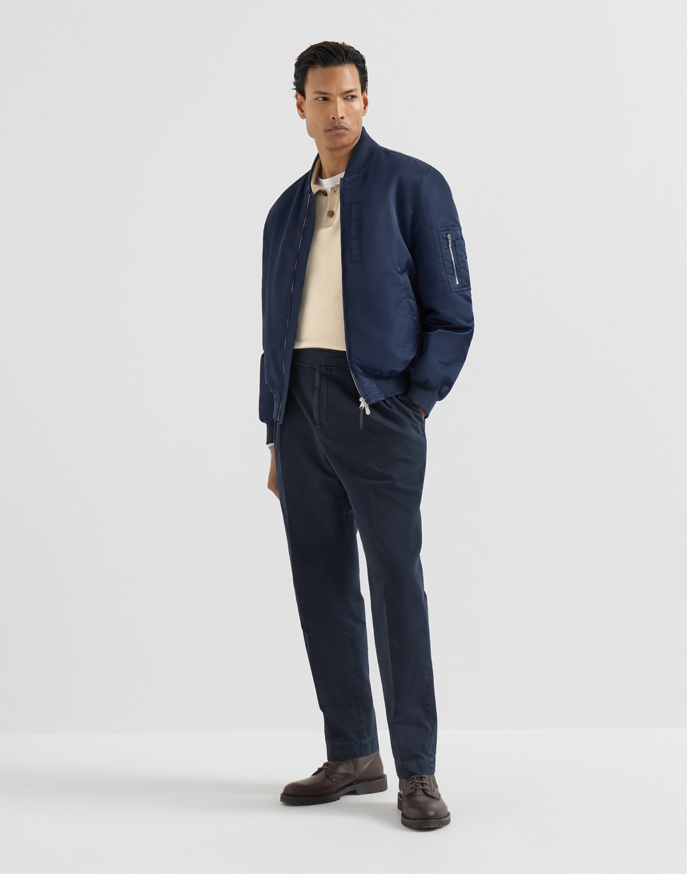 Cashmere knit polo shirt Sand Man - Brunello Cucinelli