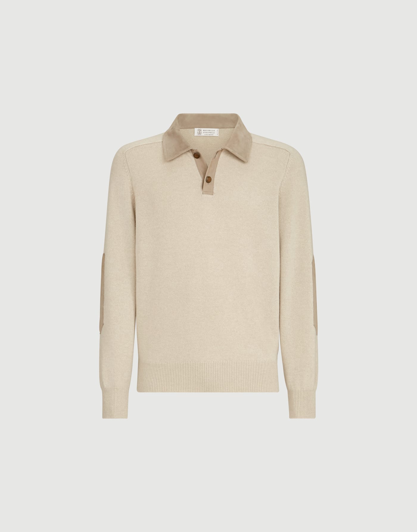 Cashmere knit polo shirt Sand Man - Brunello Cucinelli