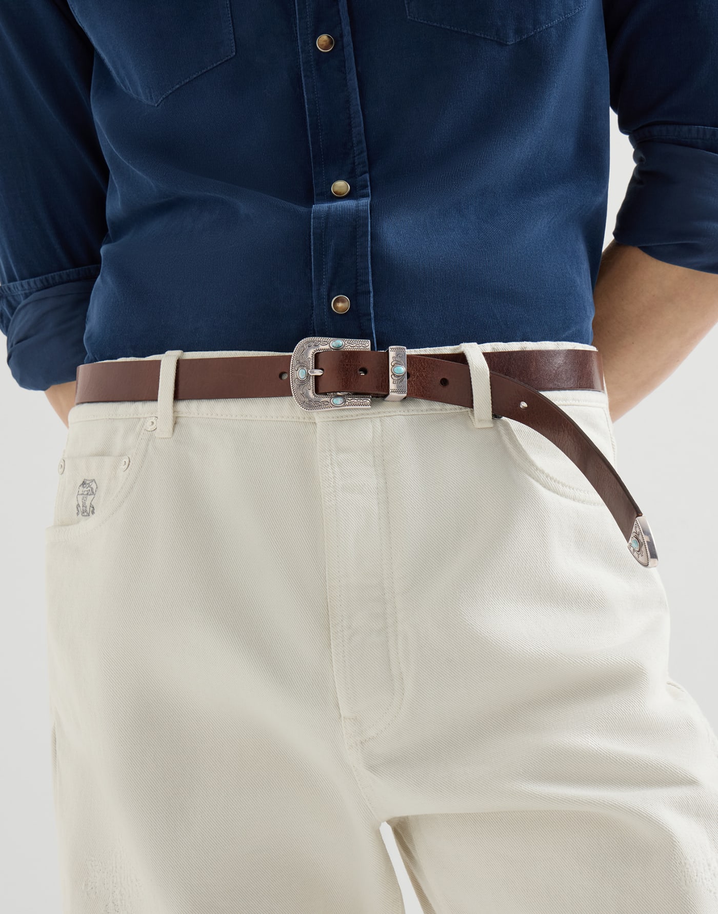 Pull-up calfskin belt Ebony Man - Brunello Cucinelli