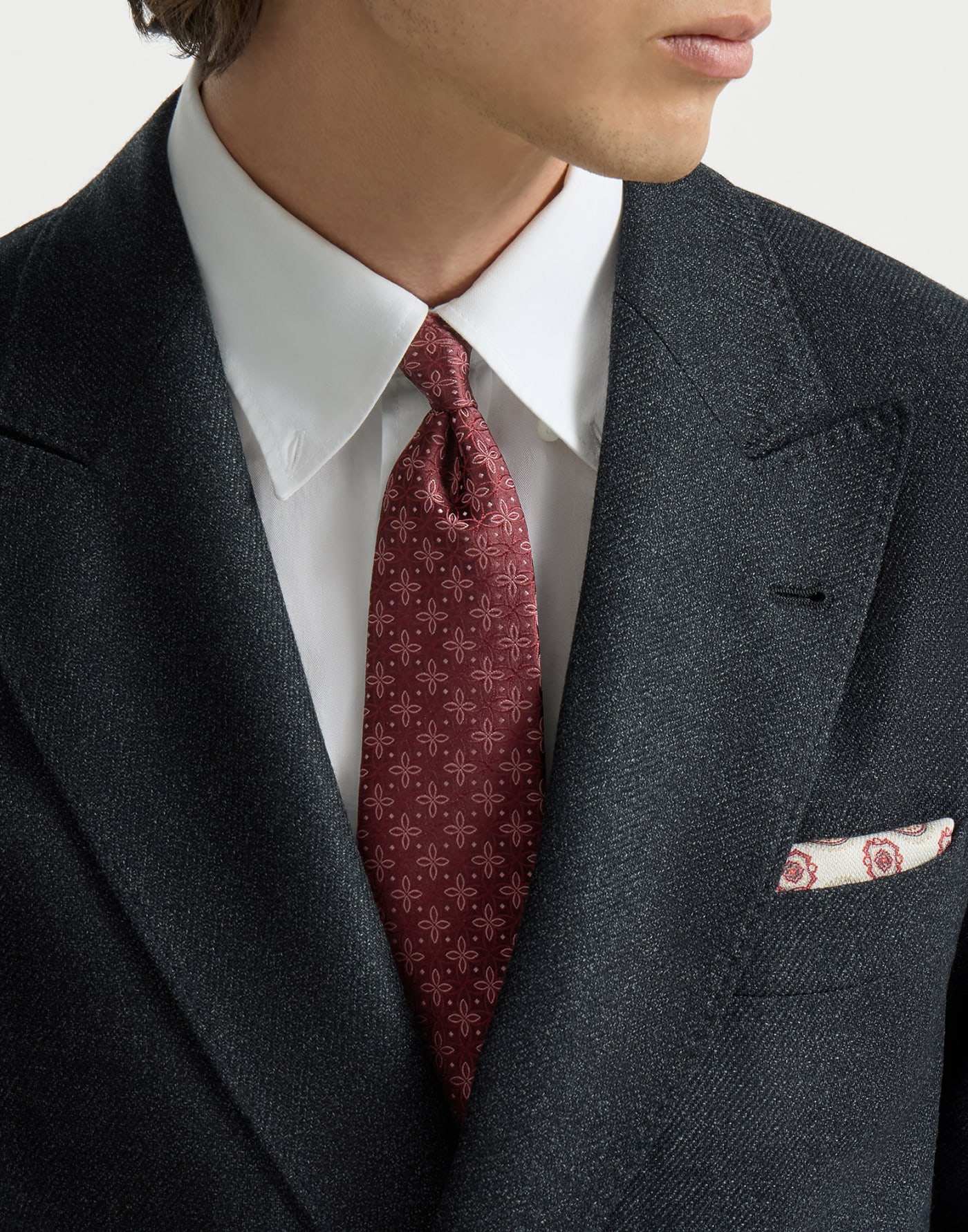 Silk tie with pattern Burgundy Man - Brunello Cucinelli