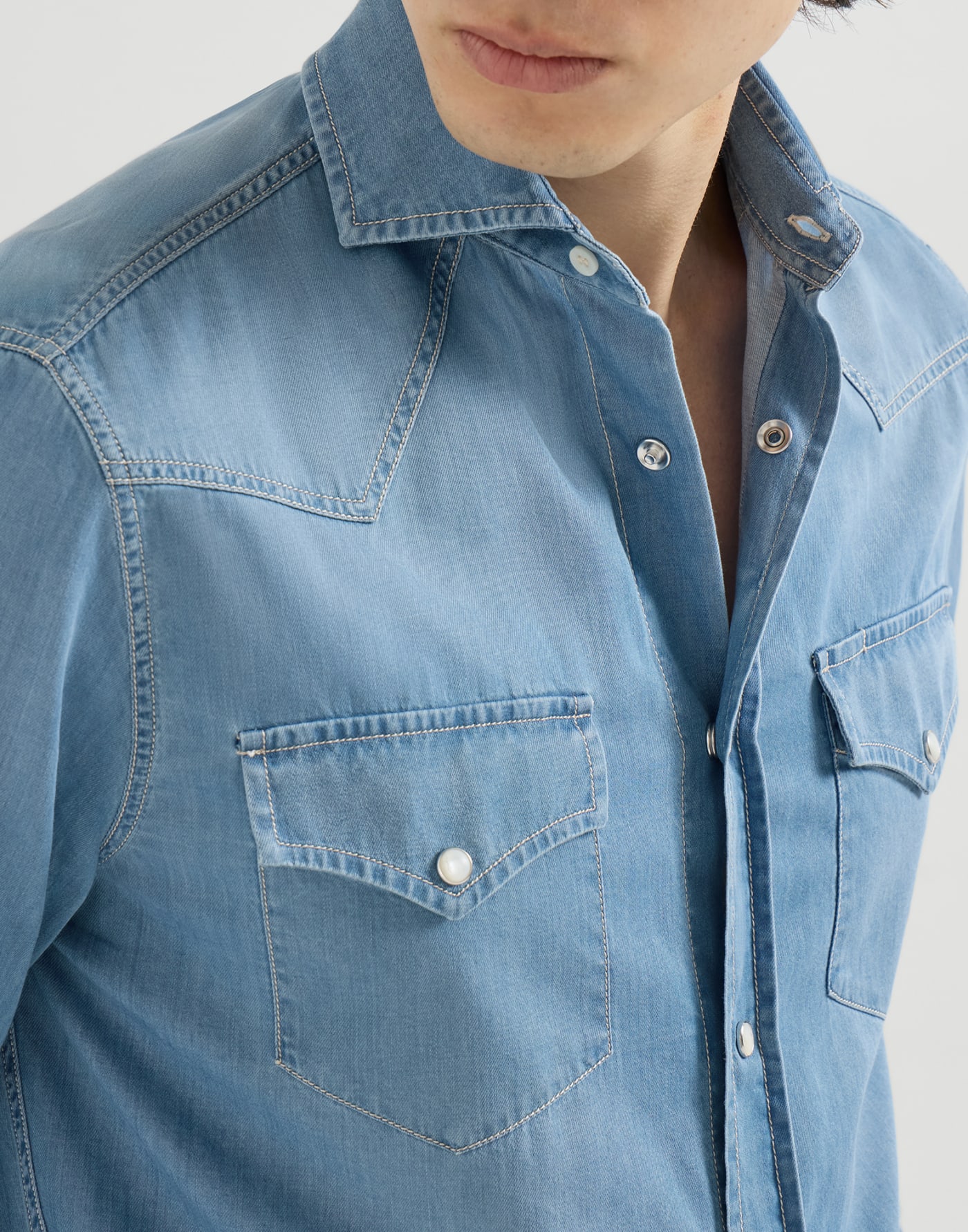 Denim shirt Light Blue Denim Man - Brunello Cucinelli