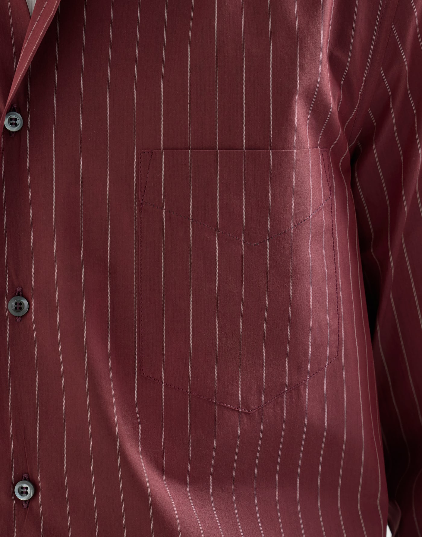 Pinstripe cotton overshirt Burgundy Man - Brunello Cucinelli