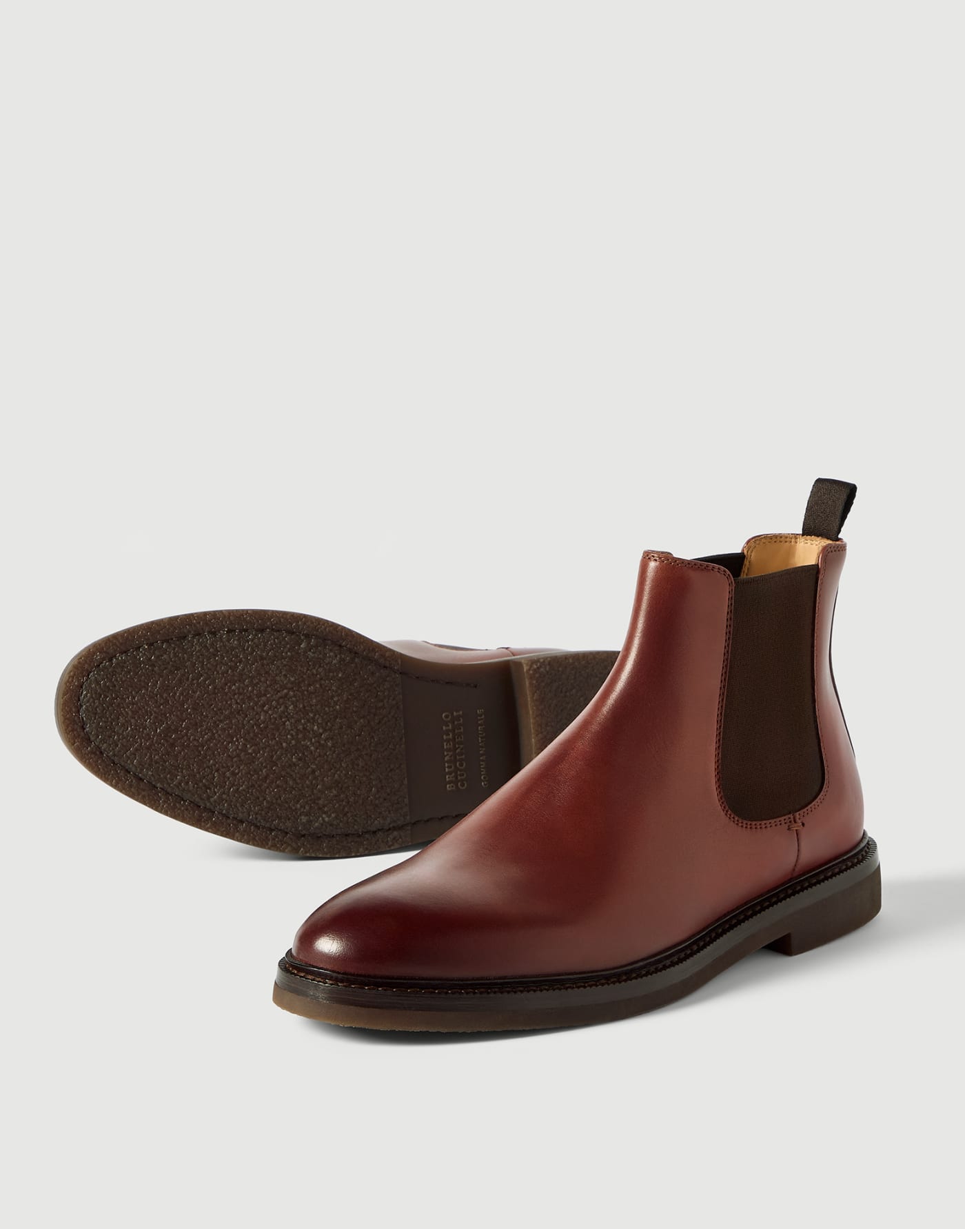 Calfskin Chelsea boots Burgundy Man - Brunello Cucinelli