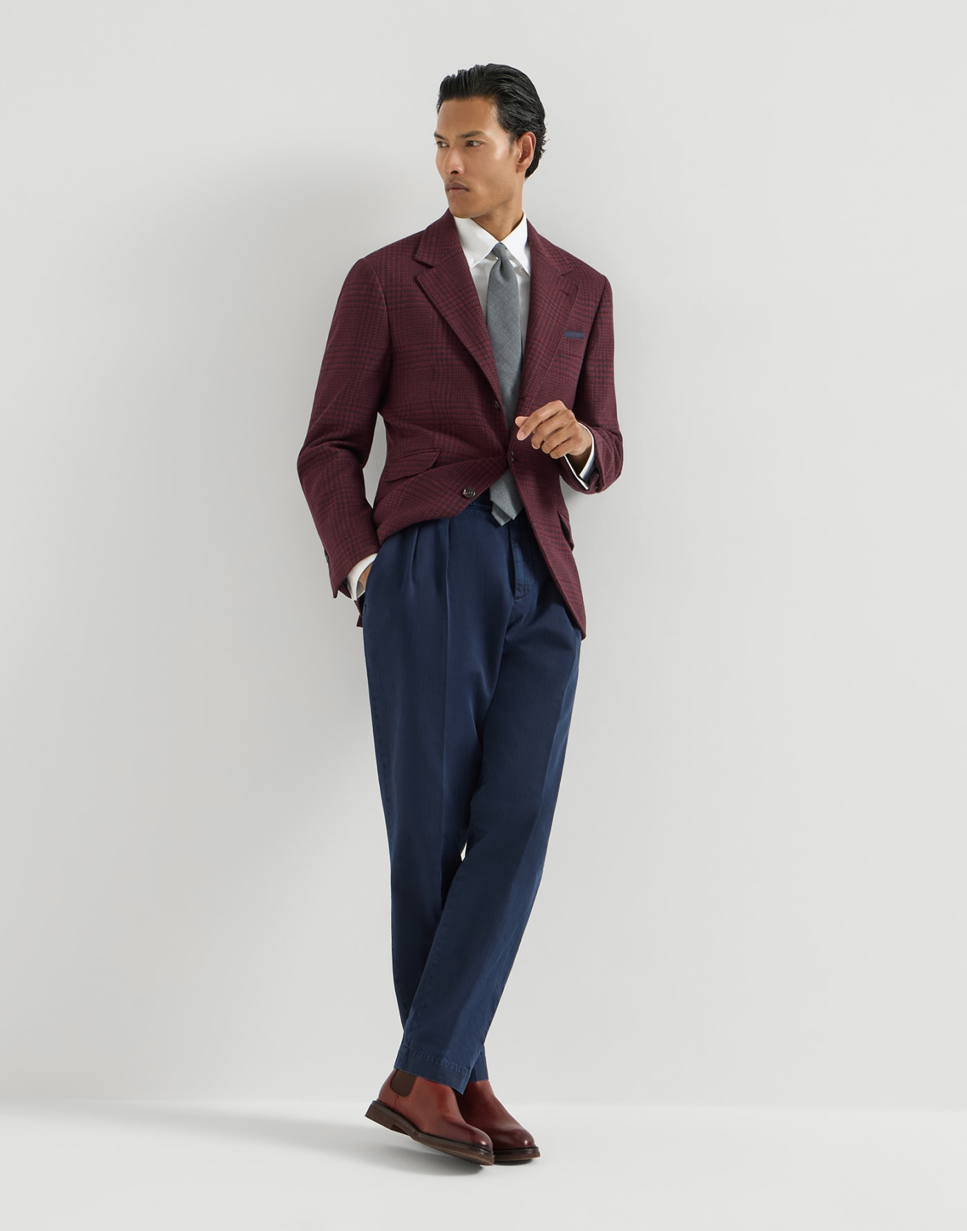 Calfskin Chelsea boots Burgundy Man - Brunello Cucinelli