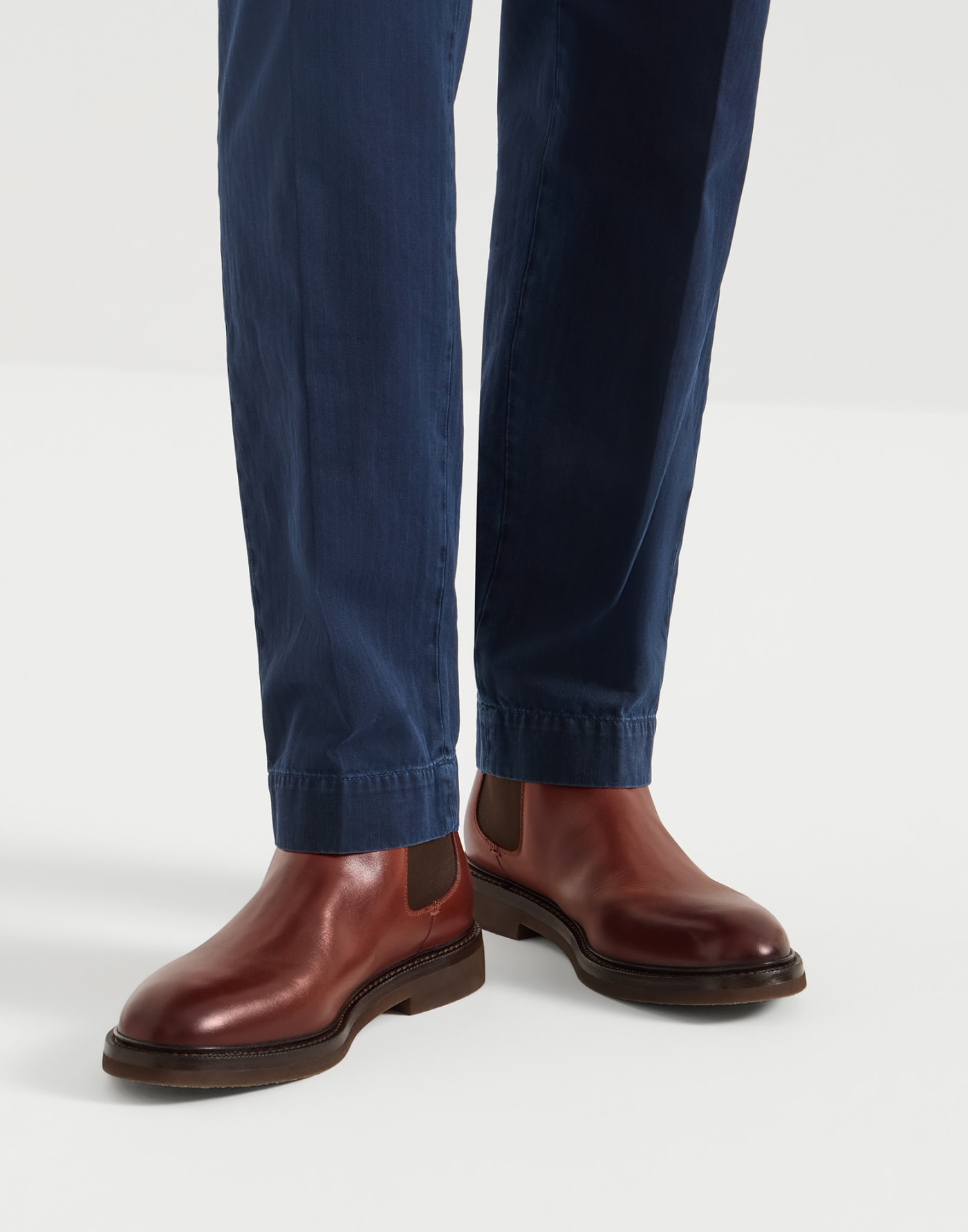 Calfskin Chelsea boots Burgundy Man - Brunello Cucinelli