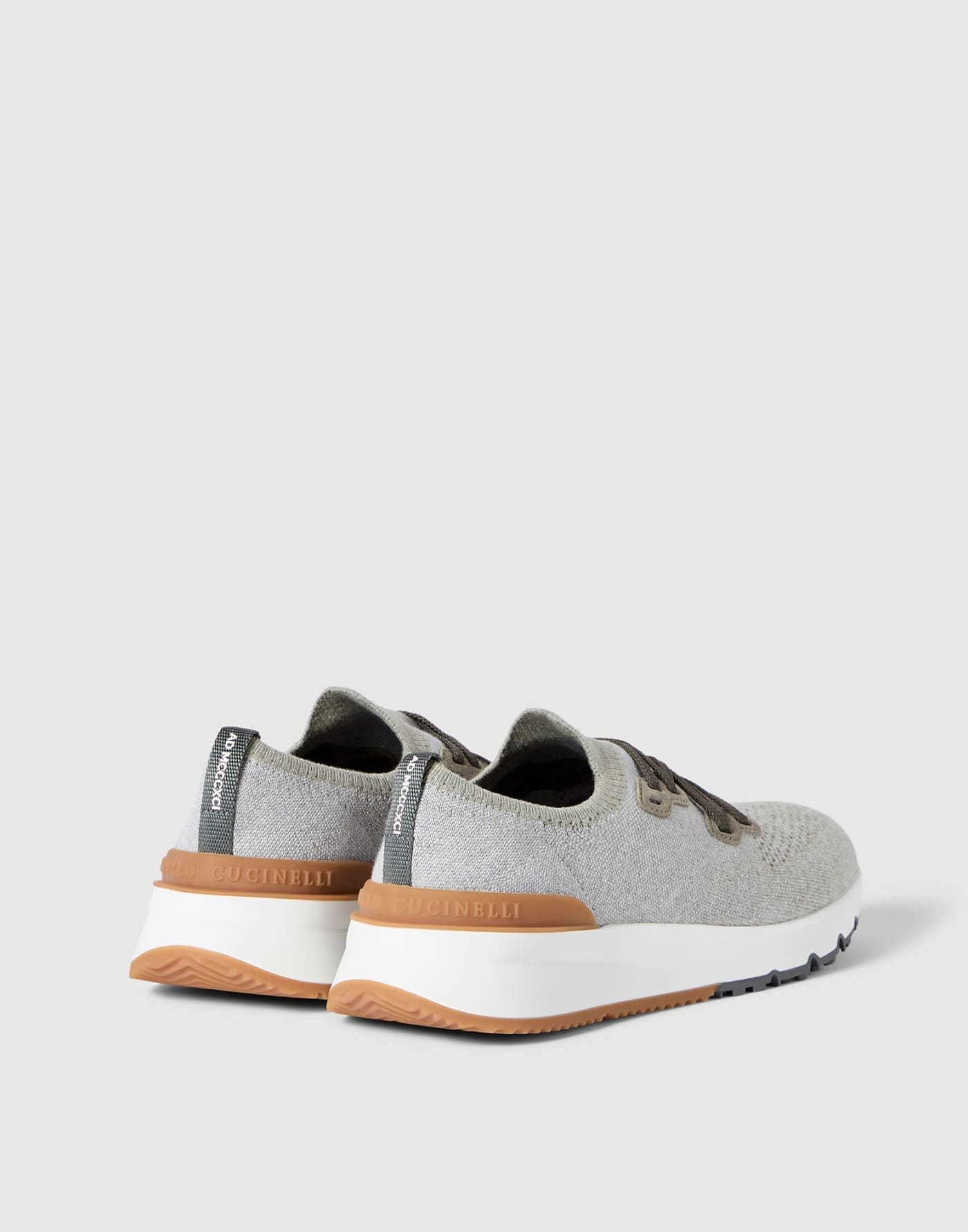 Cotton chiné knit runners Olive Man - Brunello Cucinelli