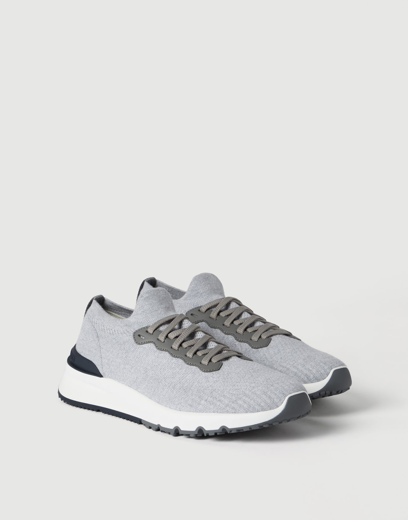 Cotton and calfskin runners Silver Man - Brunello Cucinelli