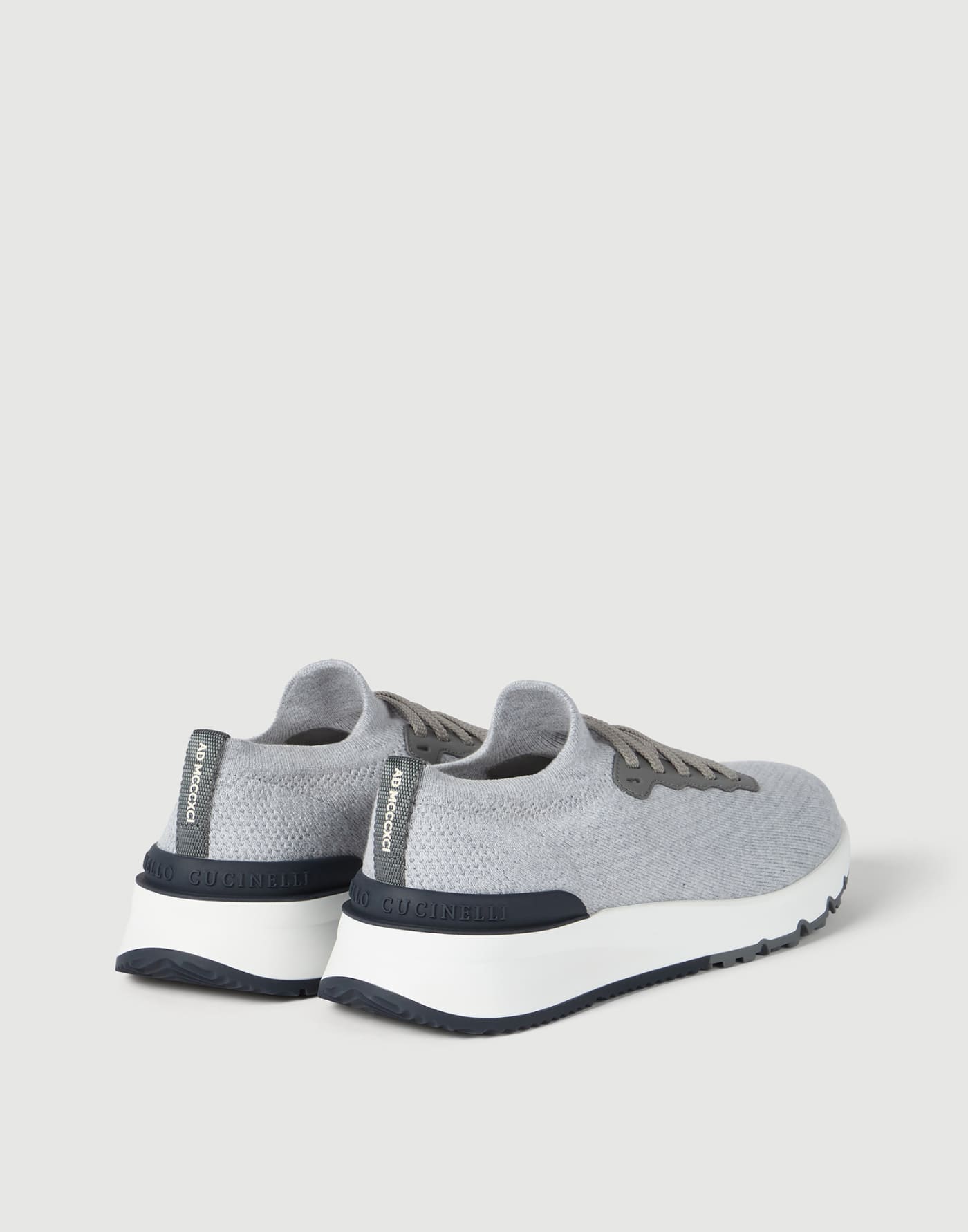 Cotton and calfskin runners Silver Man - Brunello Cucinelli