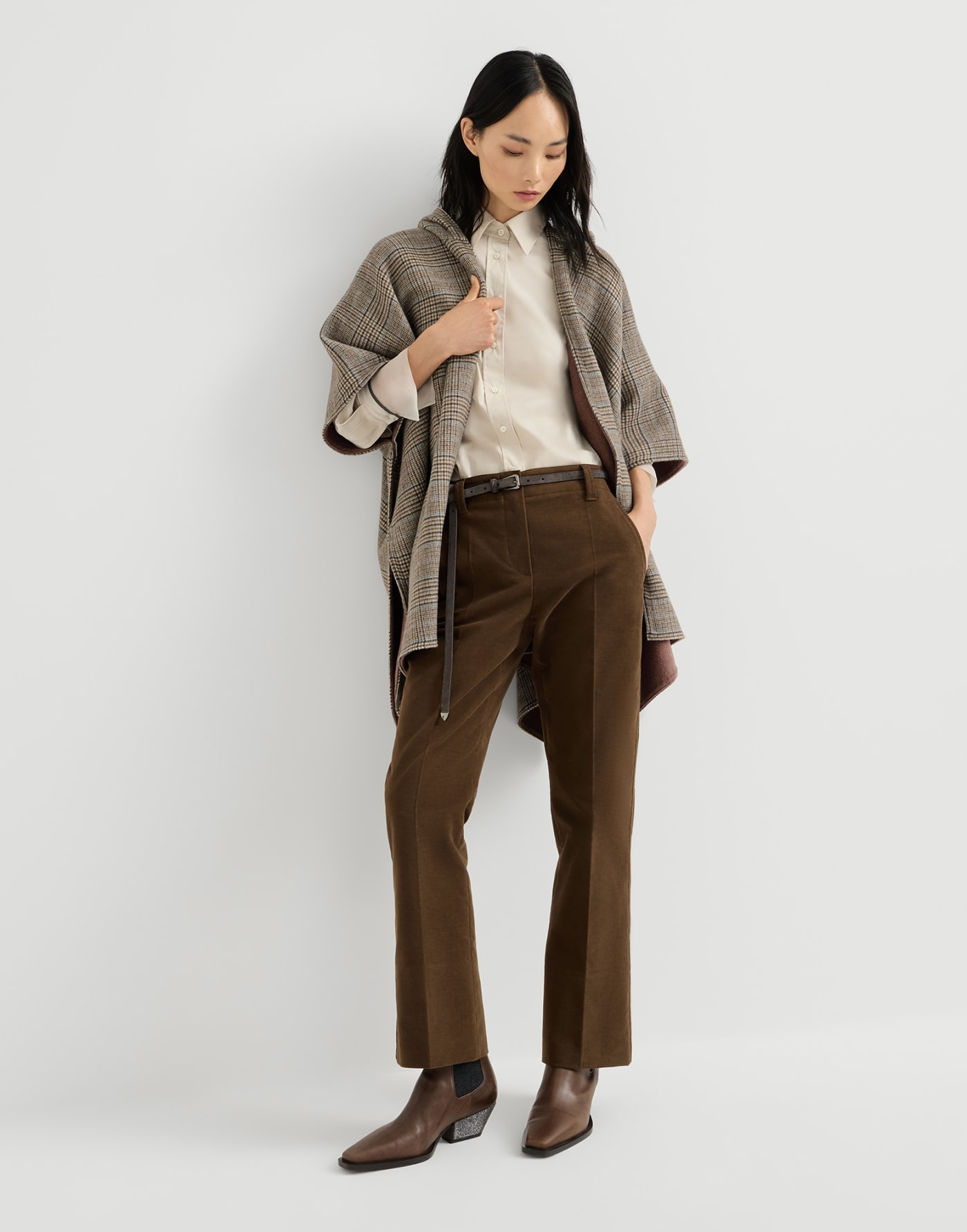 Moleskin cigarette trousers Cocoa Woman - Brunello Cucinelli