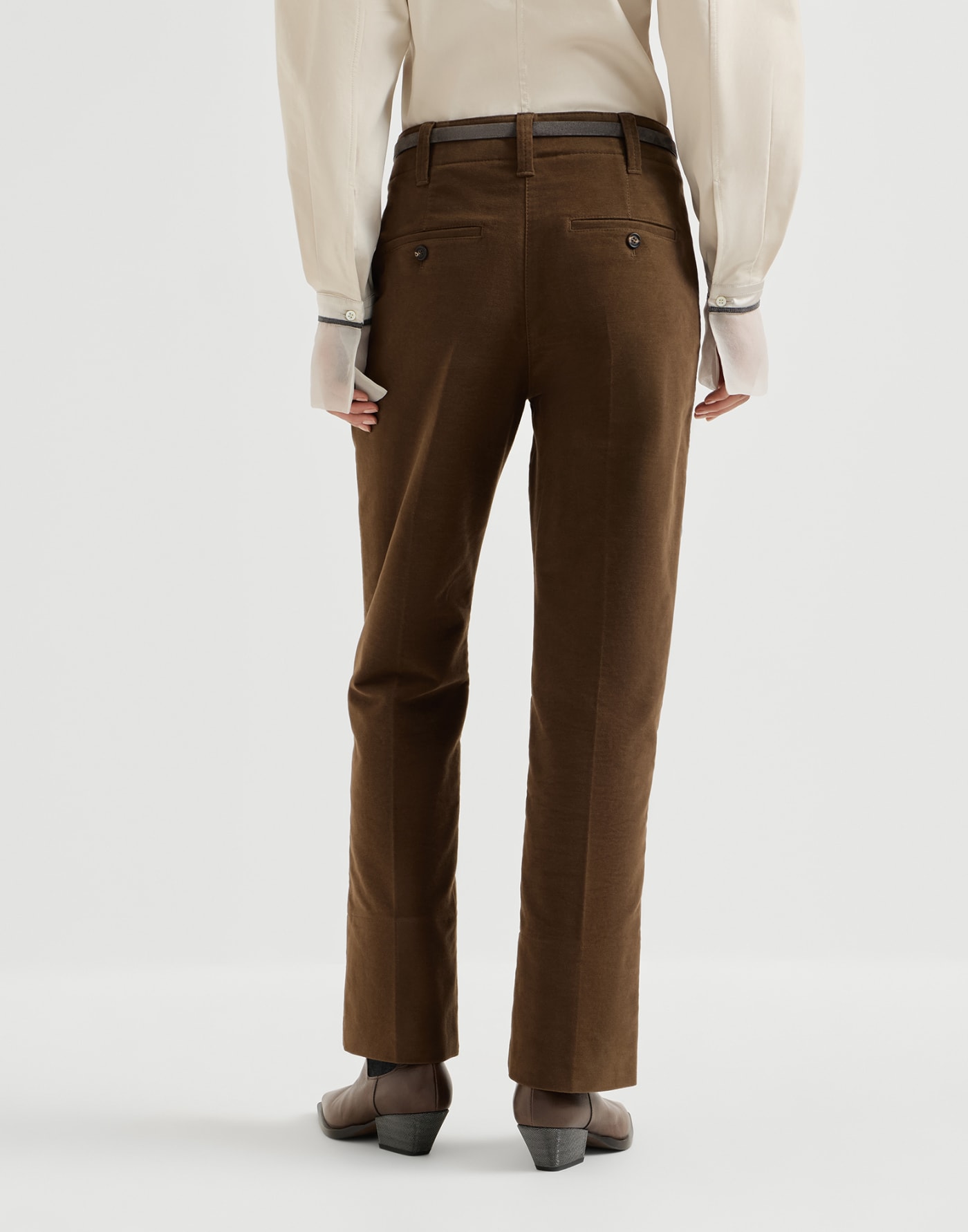 Moleskin cigarette trousers Cocoa Woman - Brunello Cucinelli