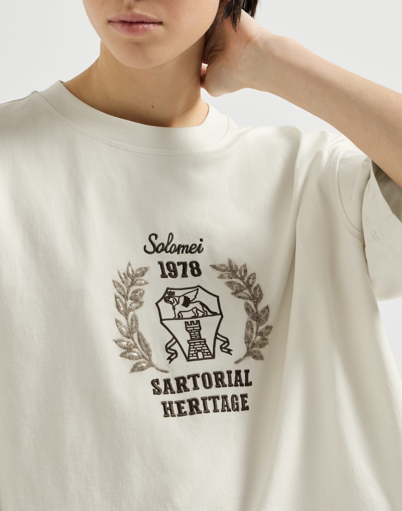 T-shirt with embroidery Butter Woman - Brunello Cucinelli