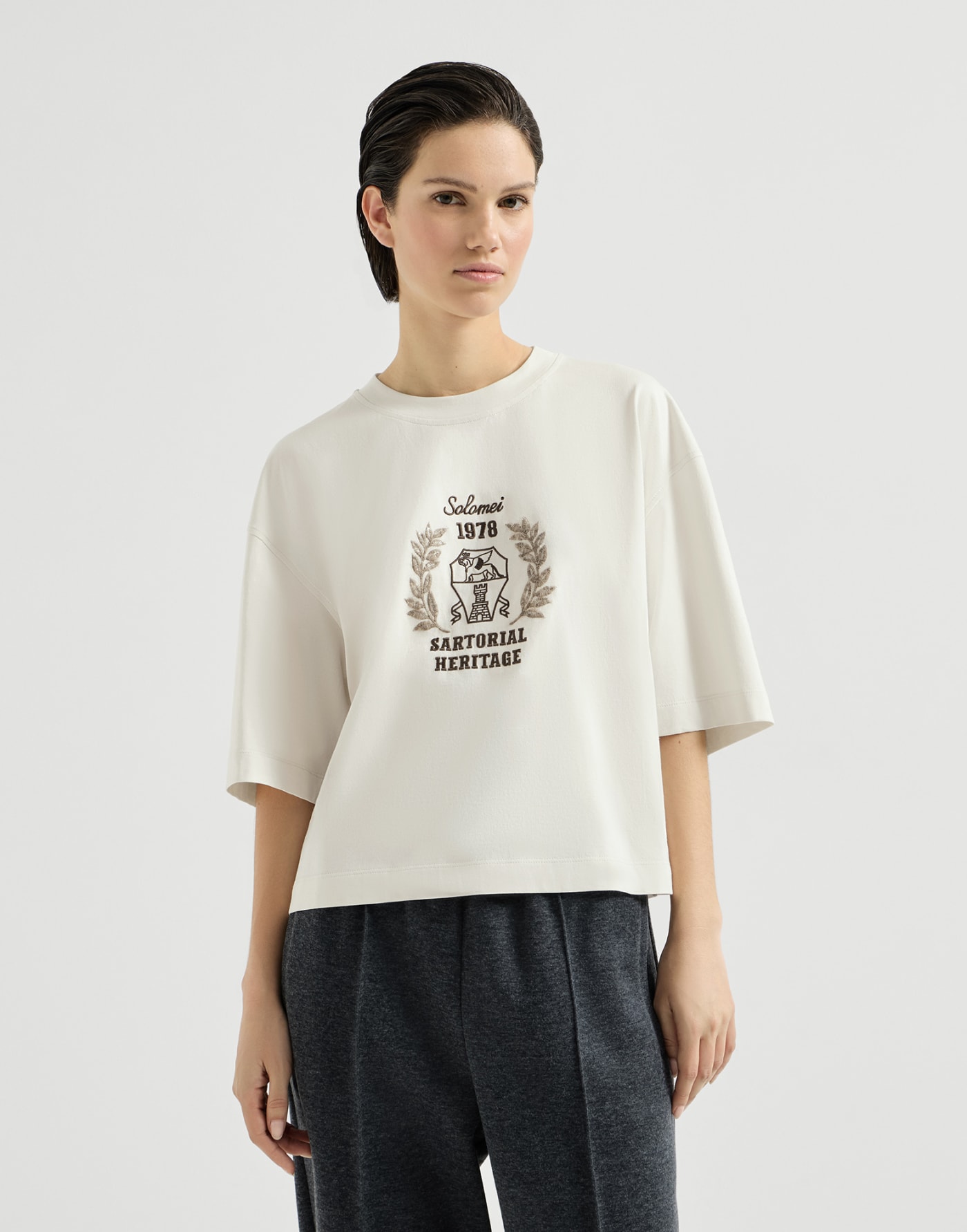 T-shirt with embroidery Butter Woman - Brunello Cucinelli